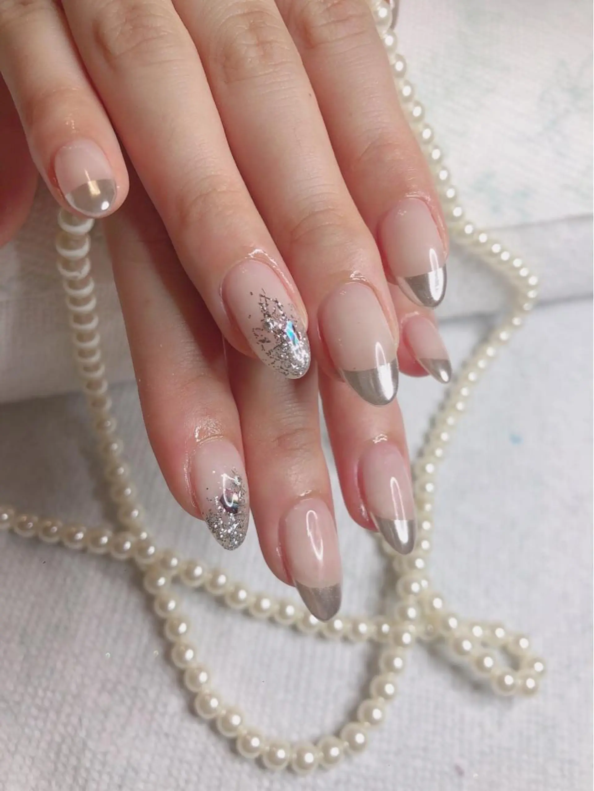 セミロング ネイル ハンドネイル 長さ出し専門 nynaのネイルデザイン