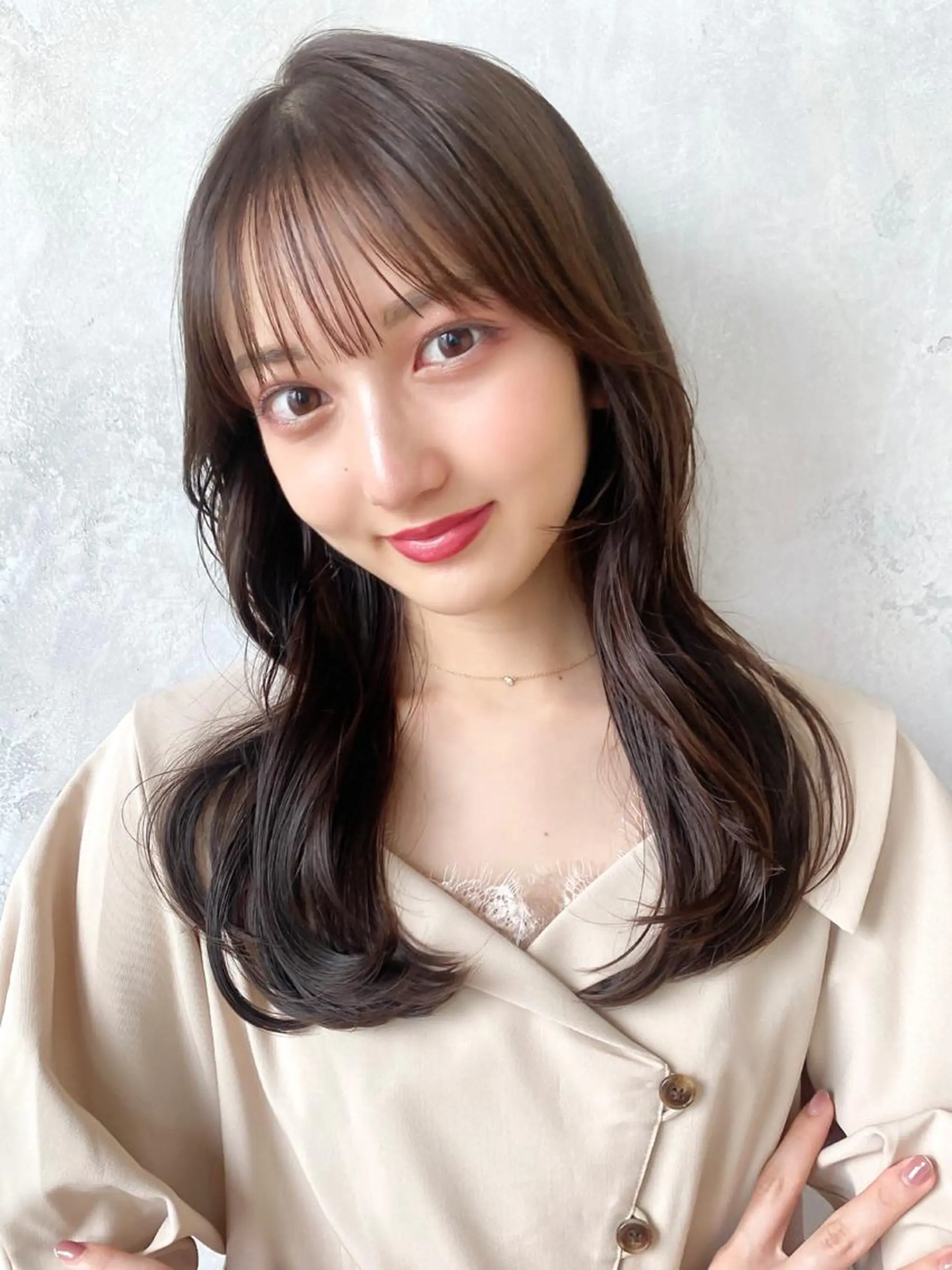 セミロング カラー ベージュカラー ブラウンカラー ブラウンベージュ くびれヘア 顔周りカット カット ヘアカラー トリートメント 顔周り/くびれヘア 韓国ヘア💕風間るなのヘアスタイル