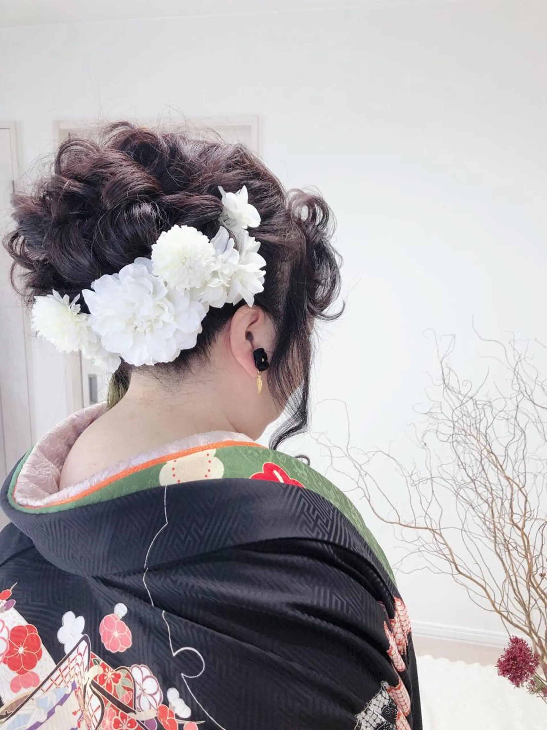 ヘアアレンジ 着物ヘア 野咲き 美容室のマツエク・マツパデザイン