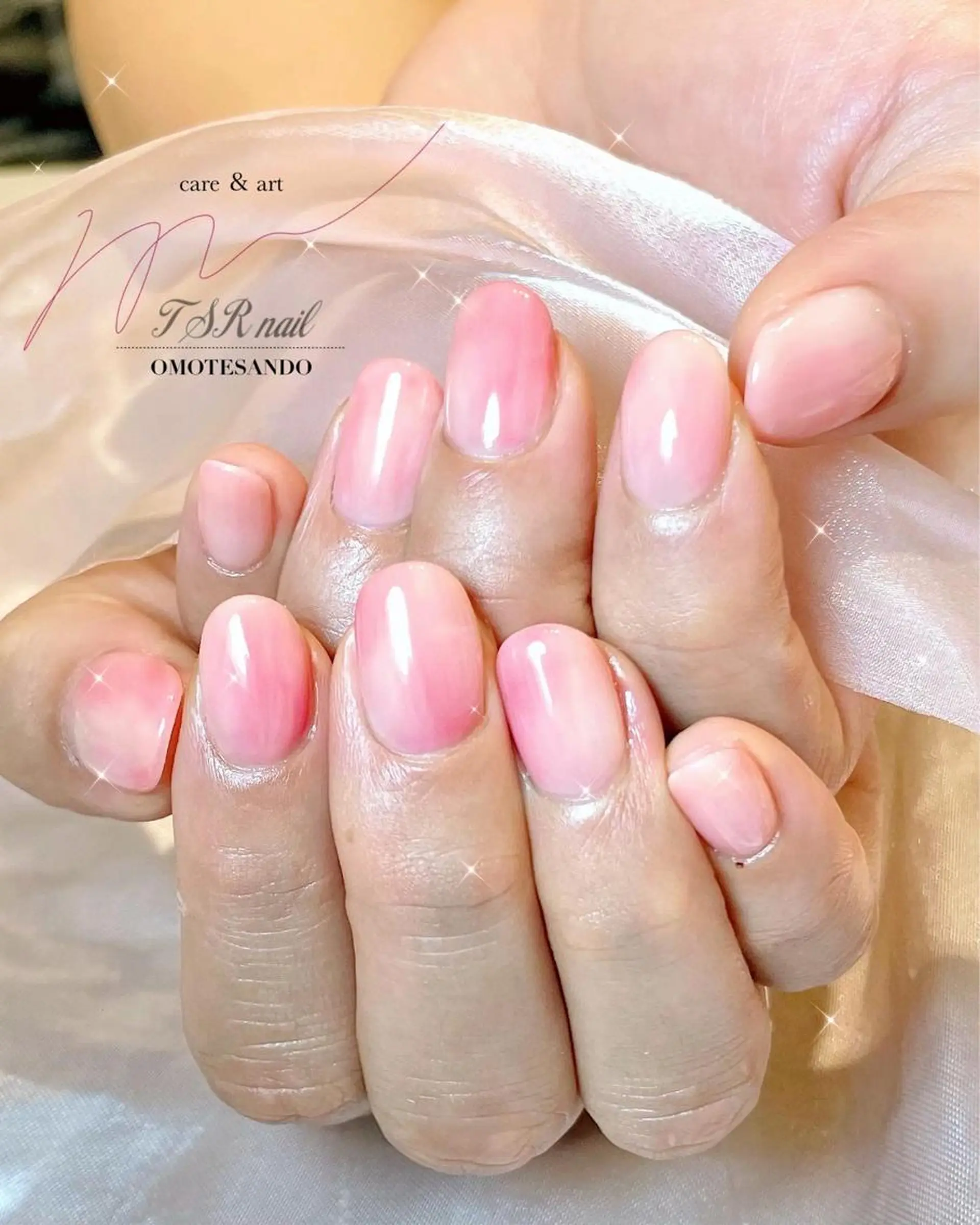 ネイル ピンク 夏ネイル ハンドネイル ハンドケア 爪咲 りり花のネイルデザイン