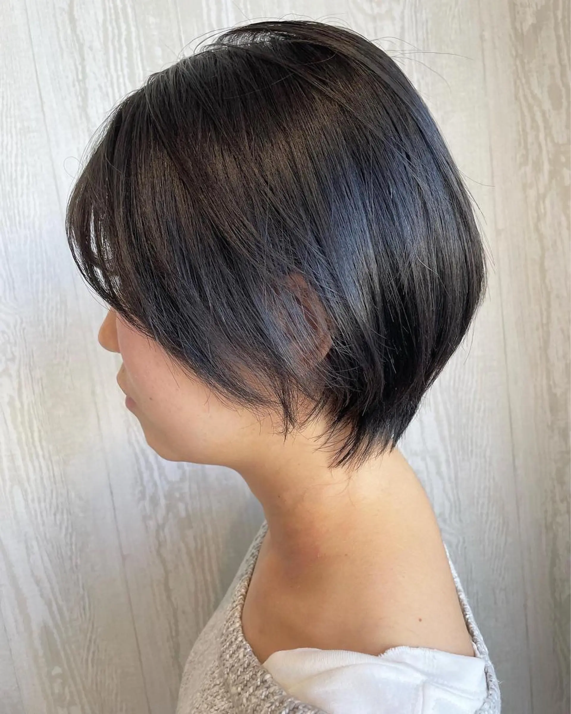 ショート カラー アッシュ 黒髪 透明感カラー ナチュラルブラック 外国人風カラー カット ヘアカラー トリートメント 河合秀明/ショート /ボブ/レイヤーのヘアスタイル