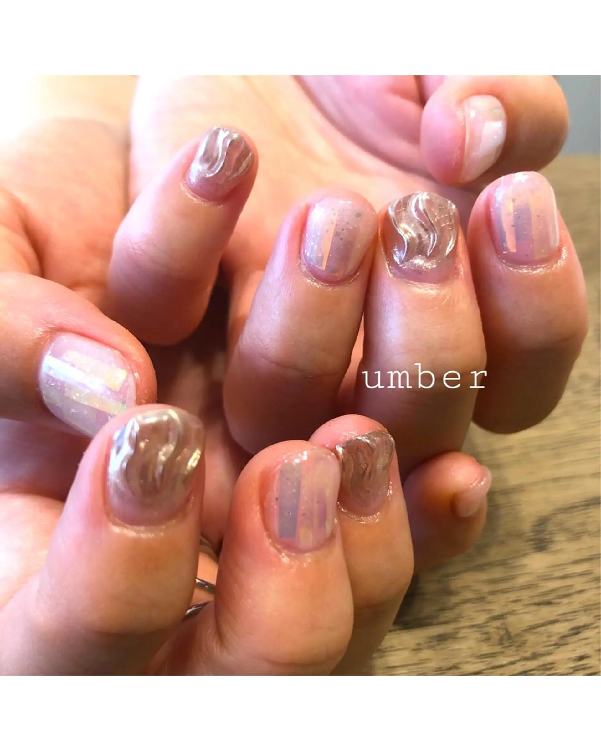 ネイル アートネイル オーロラネイル クリアネイル フットネイル ラメ(グリッター) ハンドネイル umber 三茶1分のネイルデザイン