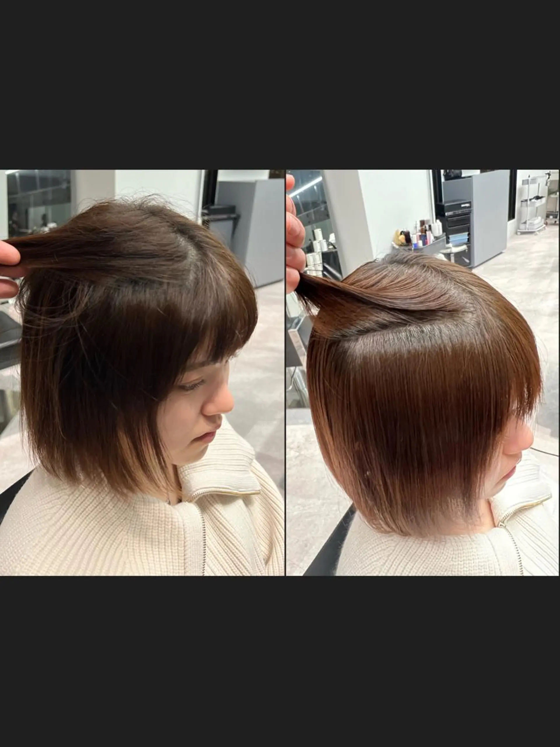 ミディアム 顔周りカット 堀江 /木下椋麻のヘアスタイル