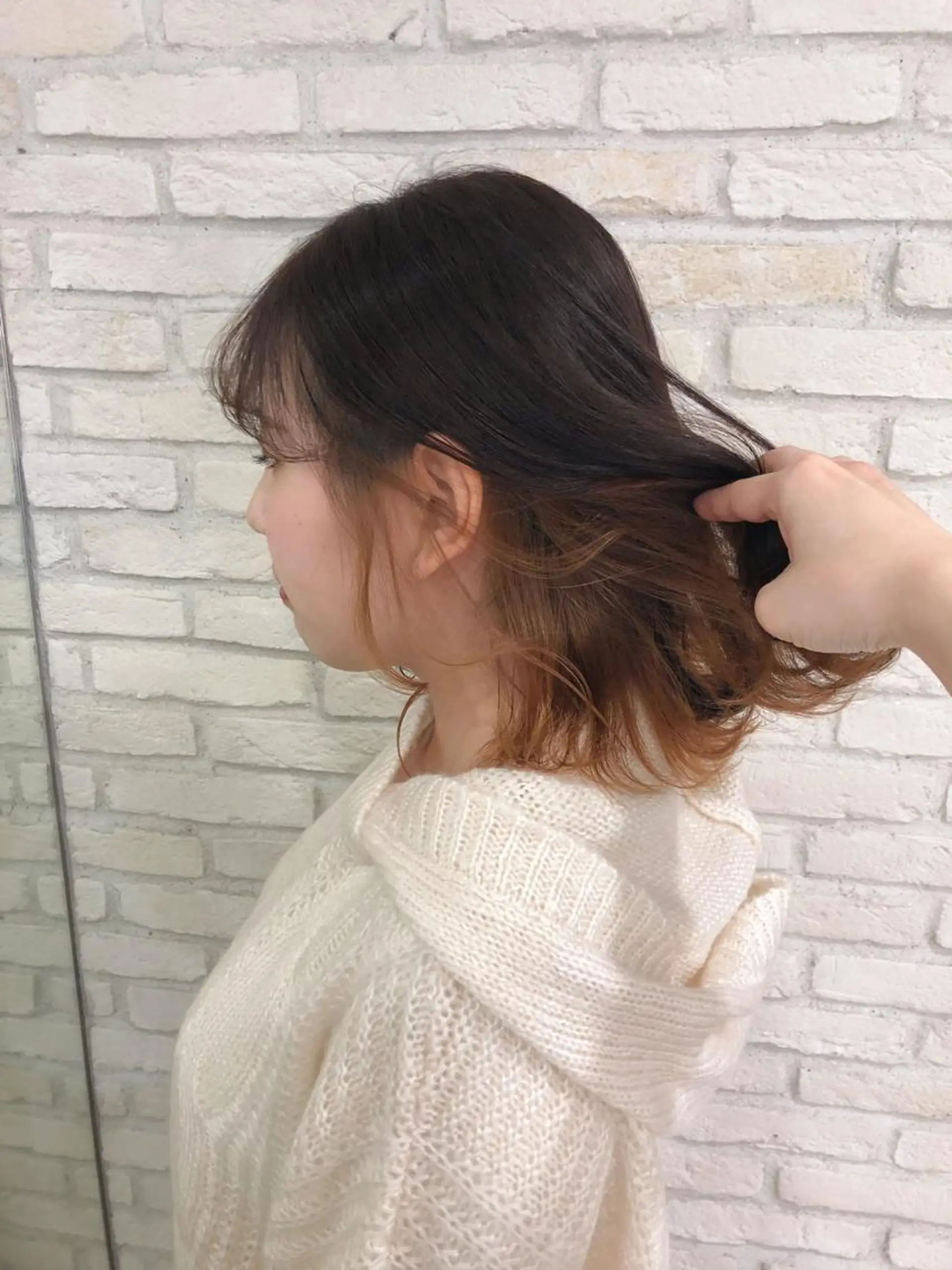 ミディアム カラー ベージュカラー オレンジ オレンジベージュ HAUS 片山みほのヘアスタイル