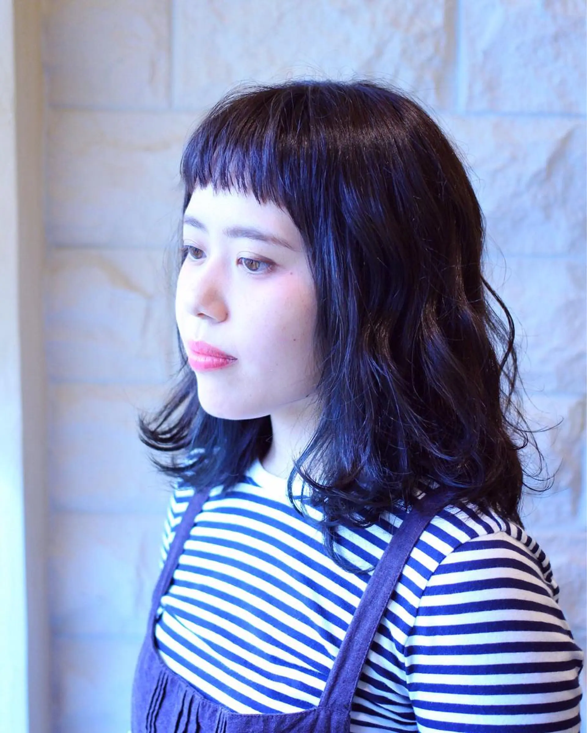 ミディアム カラー ブルーカラー 土居 正季のヘアスタイル