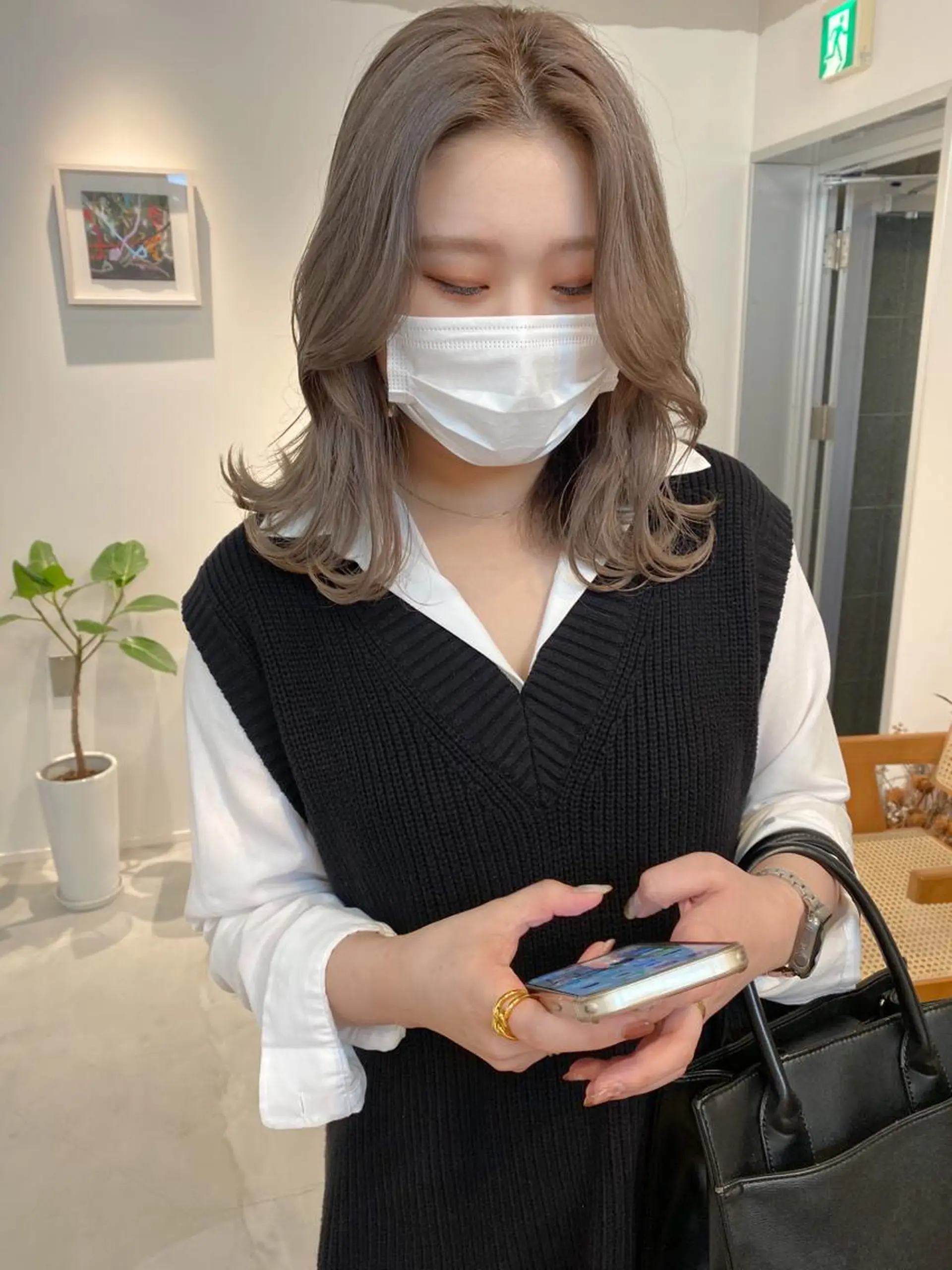 セミロング カラー ブリーチ ハイトーンカラー 韓国風ヘア カット ヘアカラー トリートメント fit stand /HIIRAGIのヘアスタイル