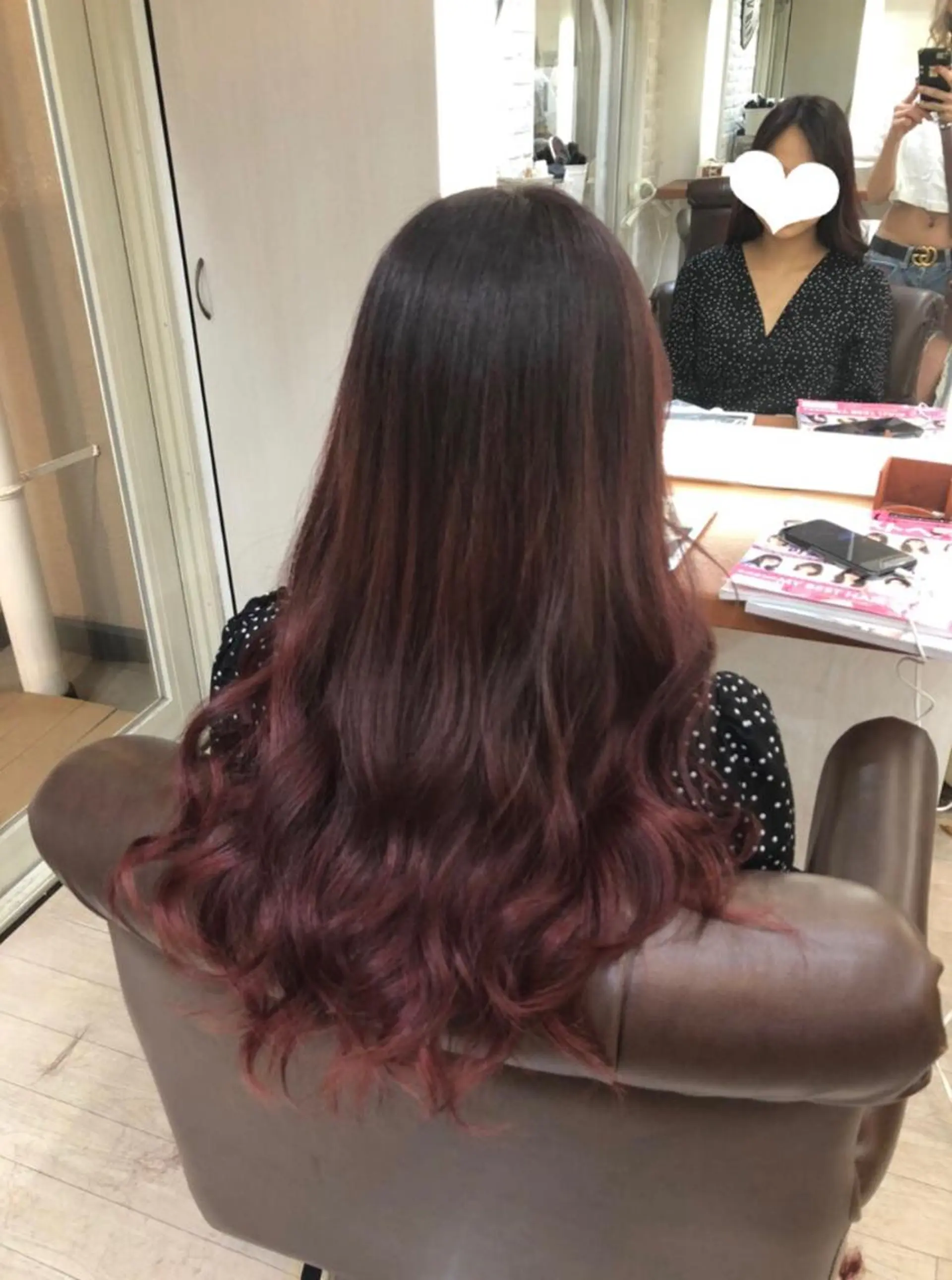 ロング カラー ブリーチ ケアカラー グラデーションカラー ブリーチなしカラー レッドカラー カット ヘアカラー トリートメント ヘアセット Aujua ソムリエ 勝又舞夏のヘアスタイル