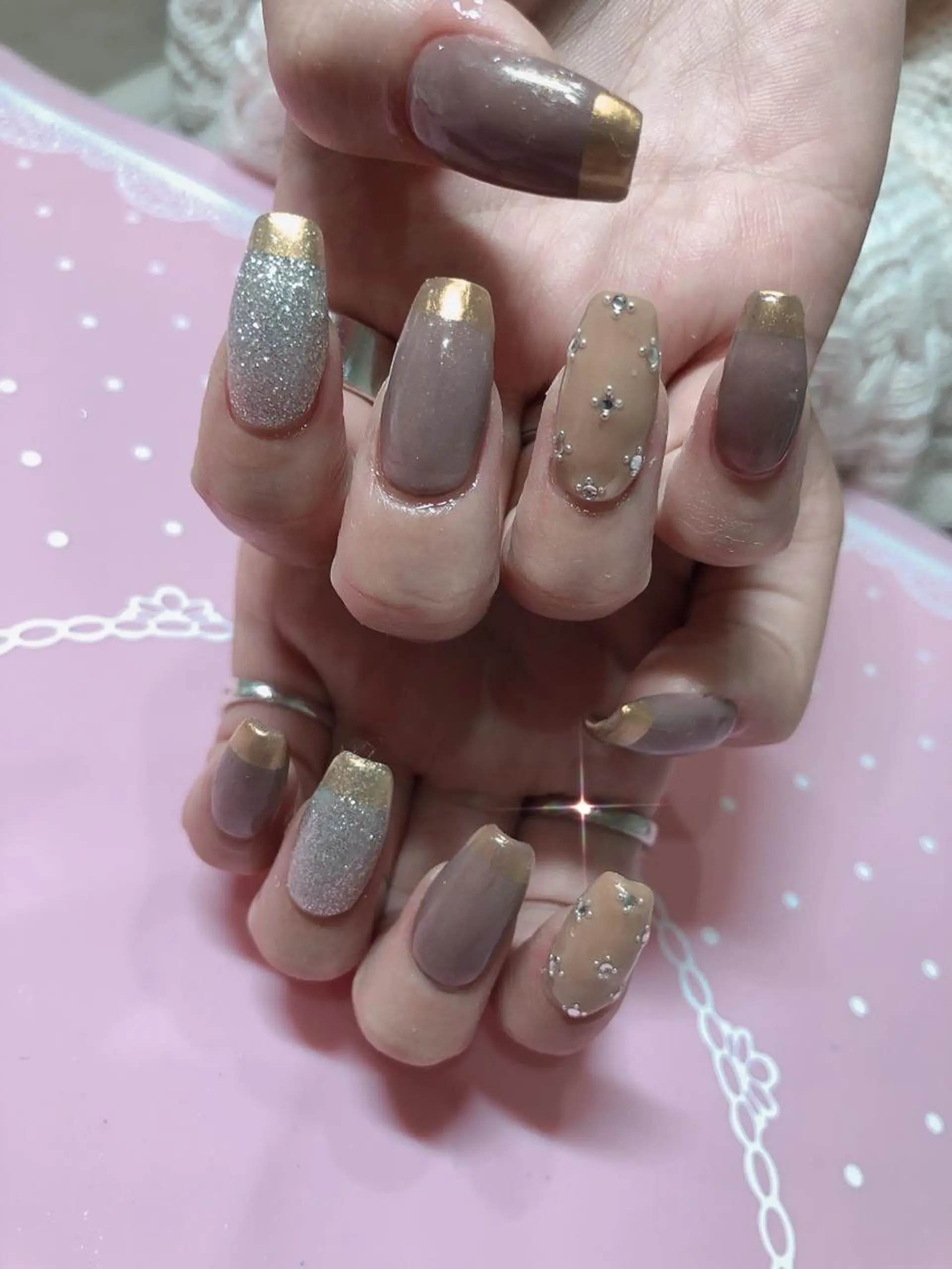 ミディアム ネイル ミラーネイル ハンドネイル 《LB》ラブリエ Nail&eyeのマツエク・マツパデザイン