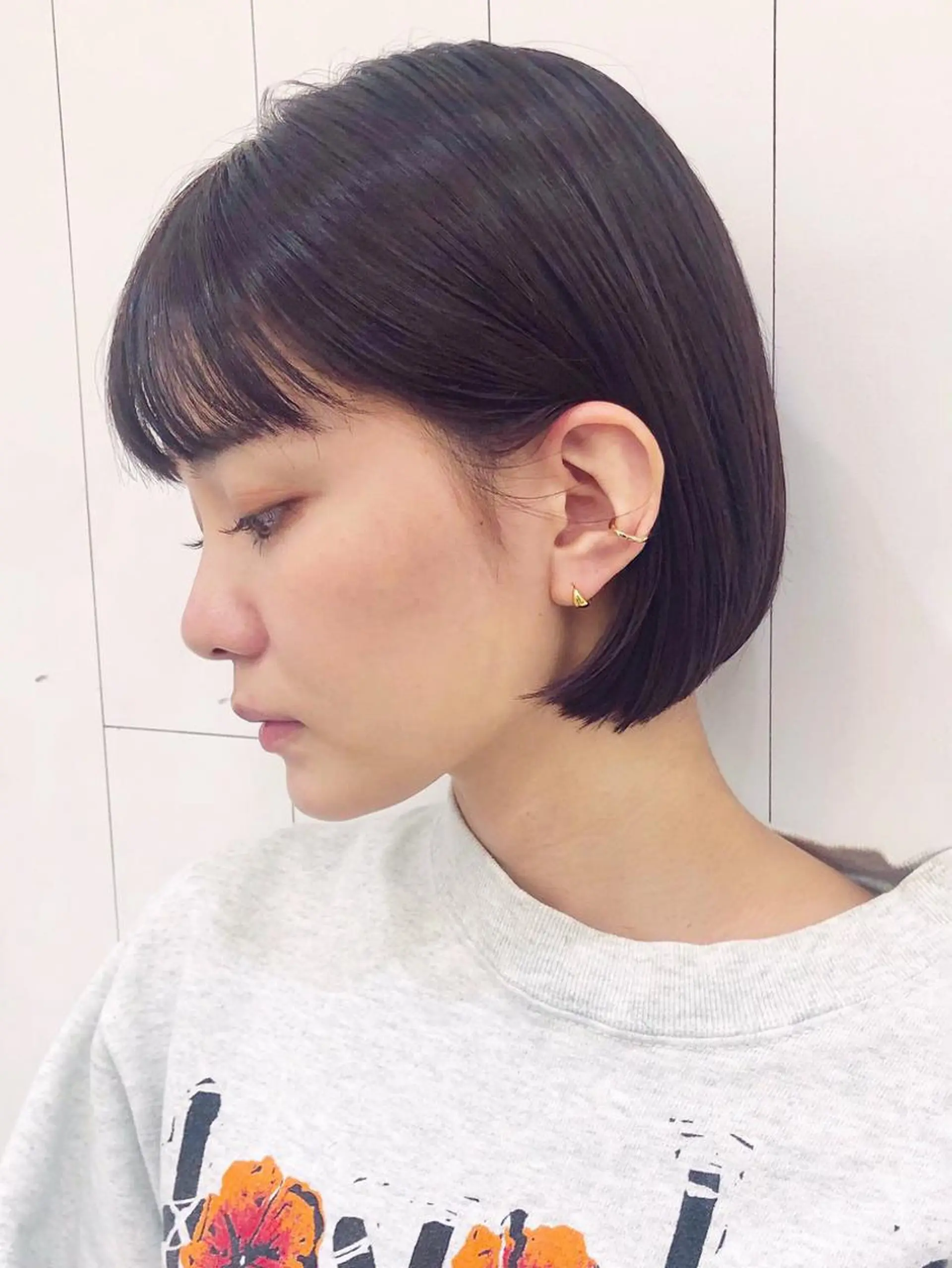 ミディアム カラー パーマ ヘアアレンジ グレージュ ラベンダーカラー ラベンダーグレージュ ラベンダーグレー ボブ ITbyALBUM 中野店のヘアスタイル