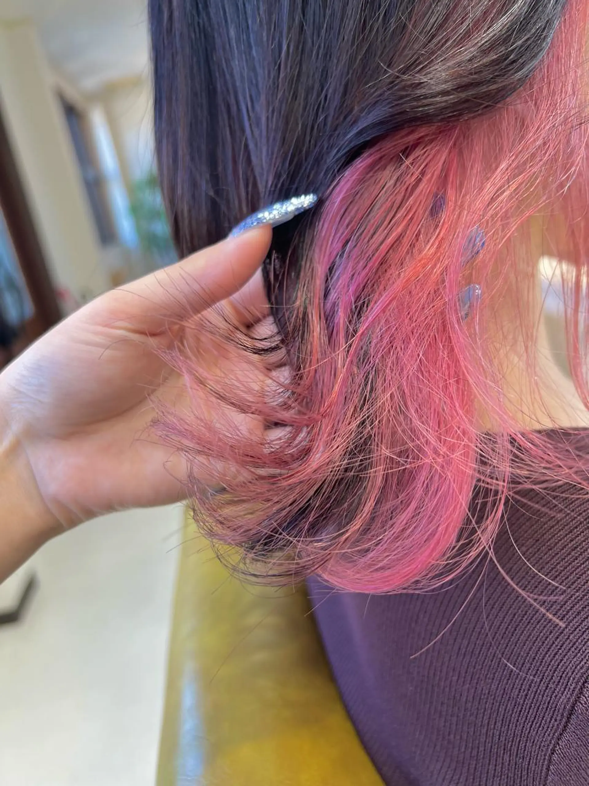 ミディアム カラー ヘアアレンジ ブリーチ ケアブリーチ ハイトーンカラー 松本 菜那のヘアスタイル