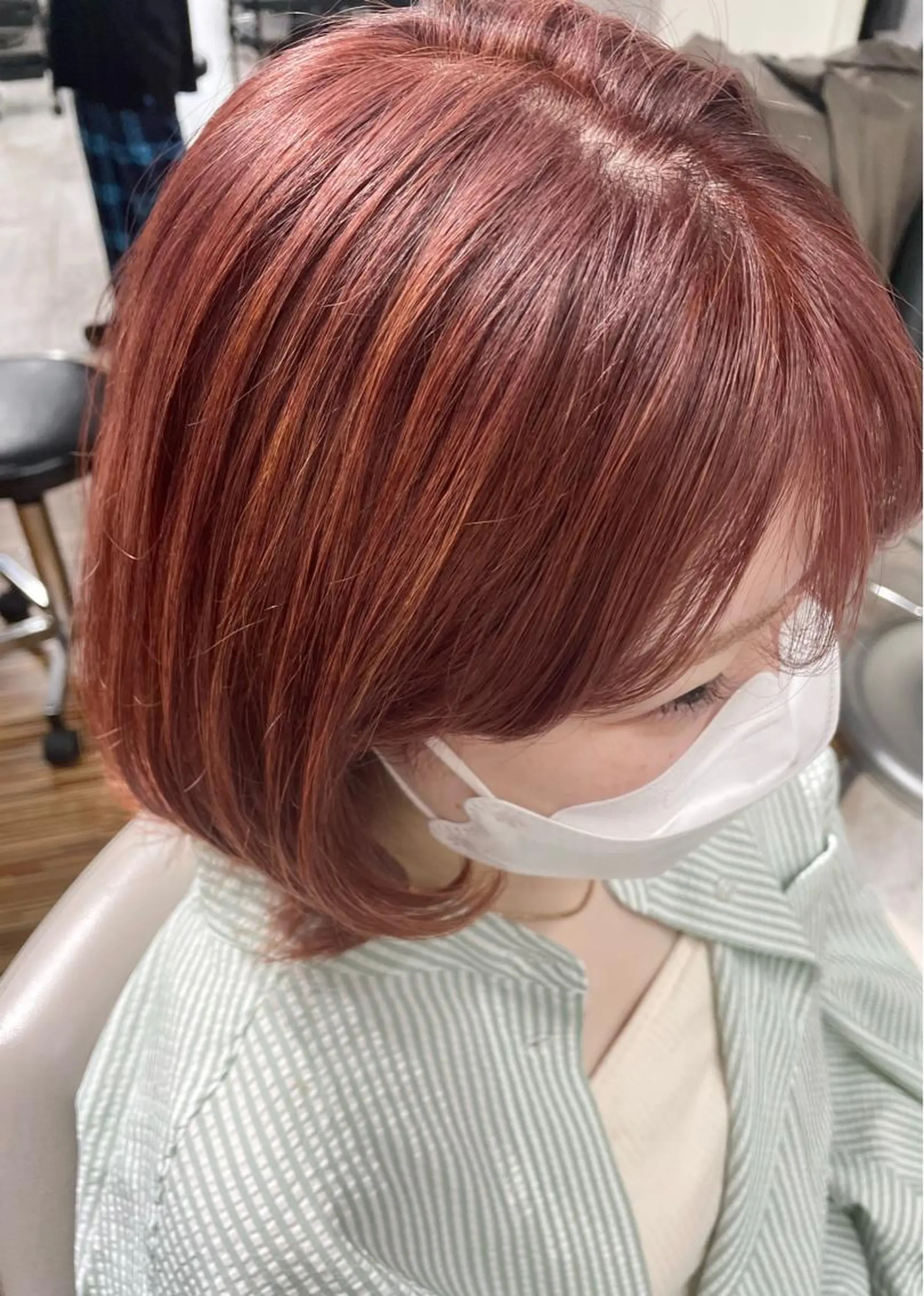 ミディアム カラー ダブルカラー オレンジ ピンクカラー 松村 あづみのヘアスタイル