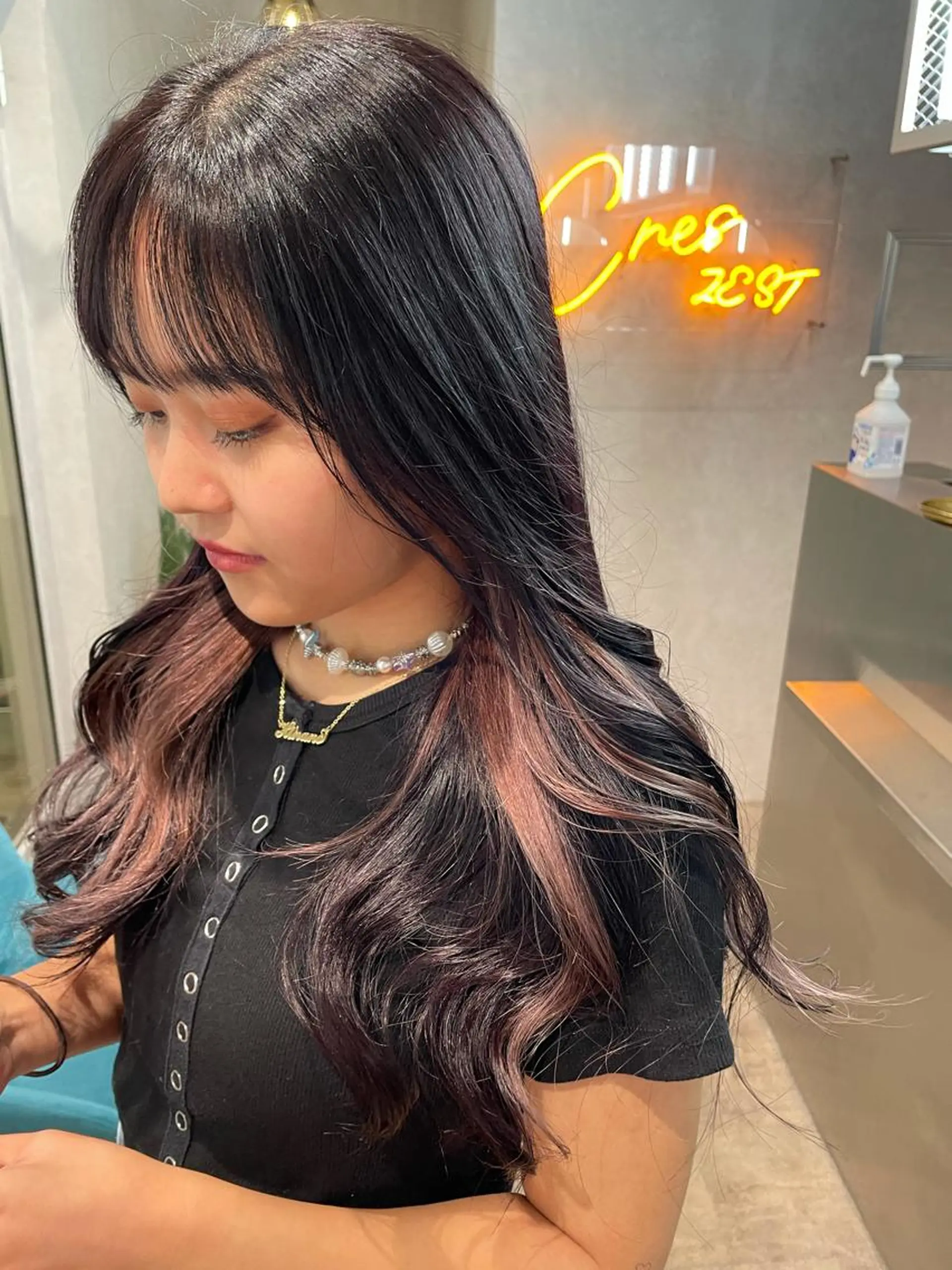 ロング カラー グレージュ インナーカラー ラベンダーカラー ピンクカラー ヘアカラー ナチュラル透明感🌱 小山美樹子のヘアスタイル