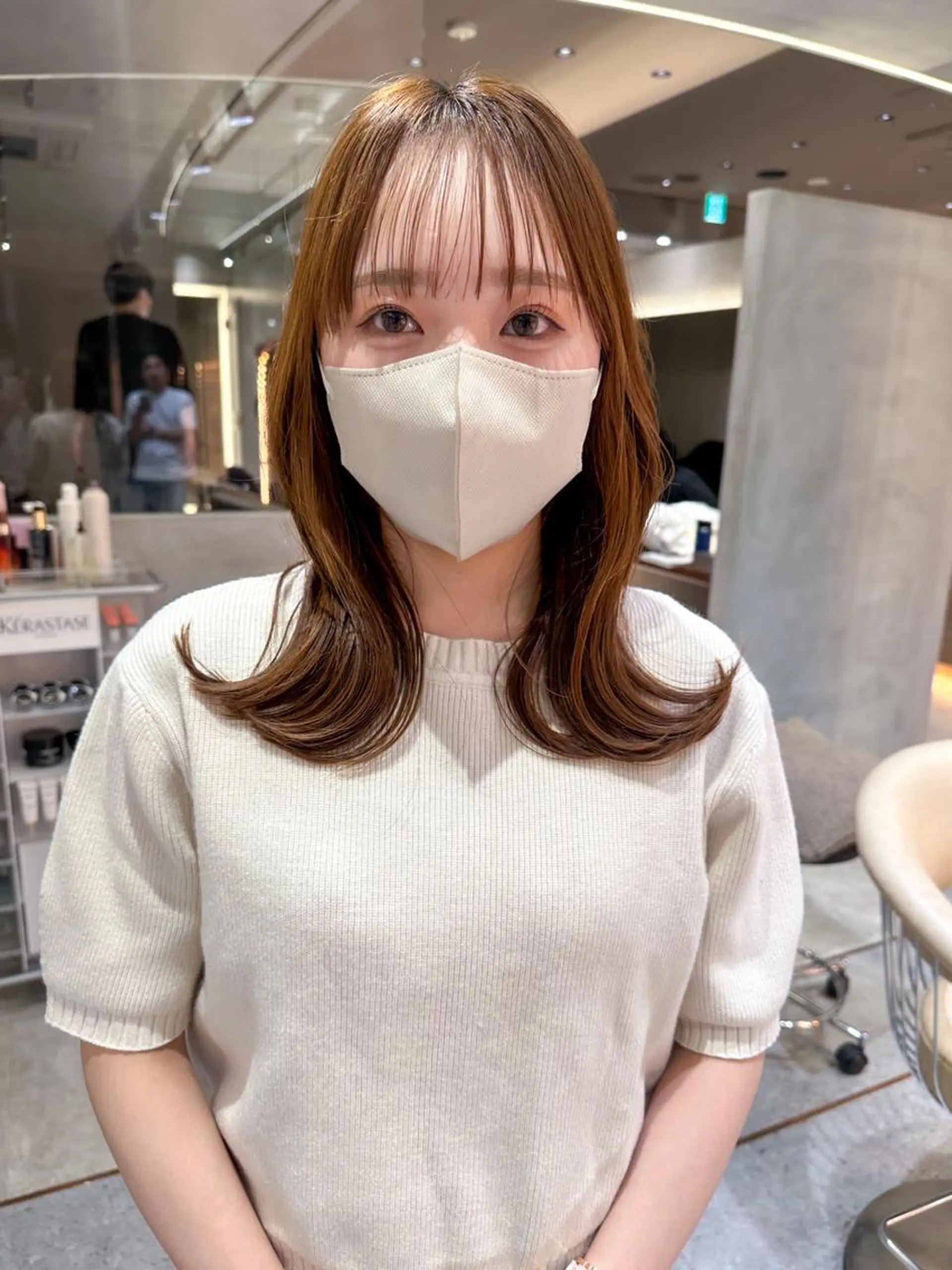 セミロング 韓国風ヘア レイヤーカット/艶カ ラー/chihiroのヘアスタイル