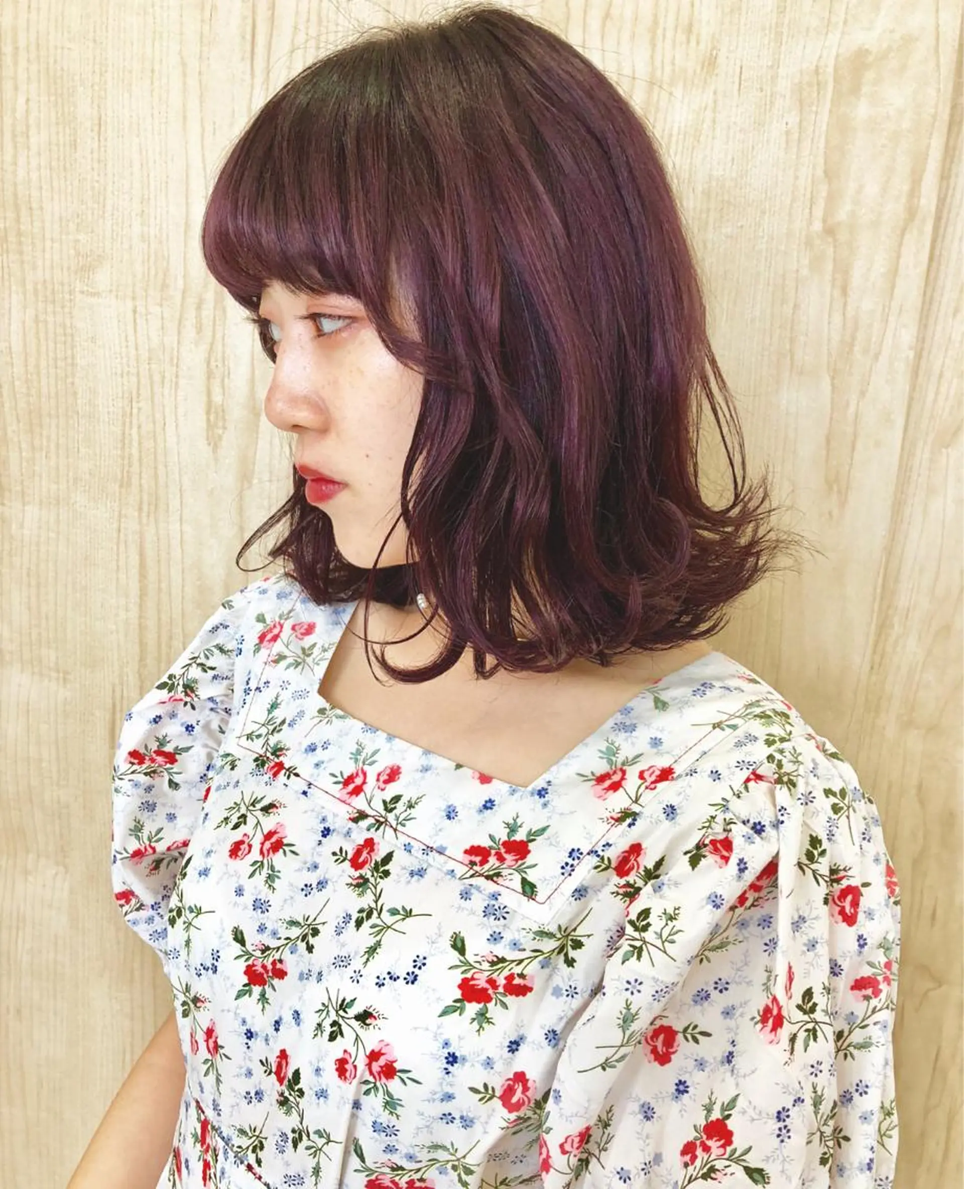 ミディアム カラー ラベンダーカラー ラベンダーピンク ピンクカラー 岩田 萌那のヘアスタイル