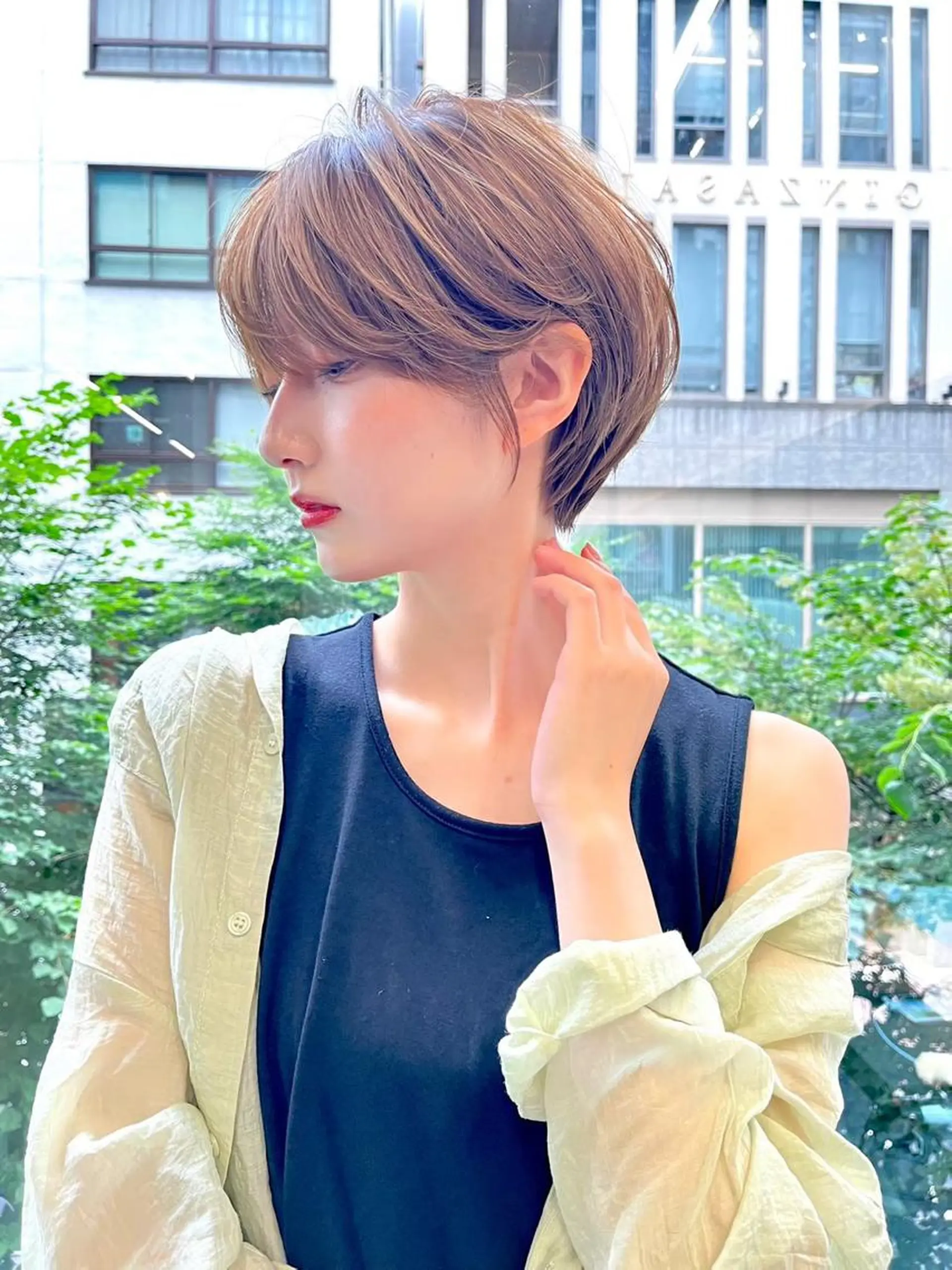 ショート カラー パーマ 銀座/レイヤー 🌷nonoka🌷のヘアスタイル