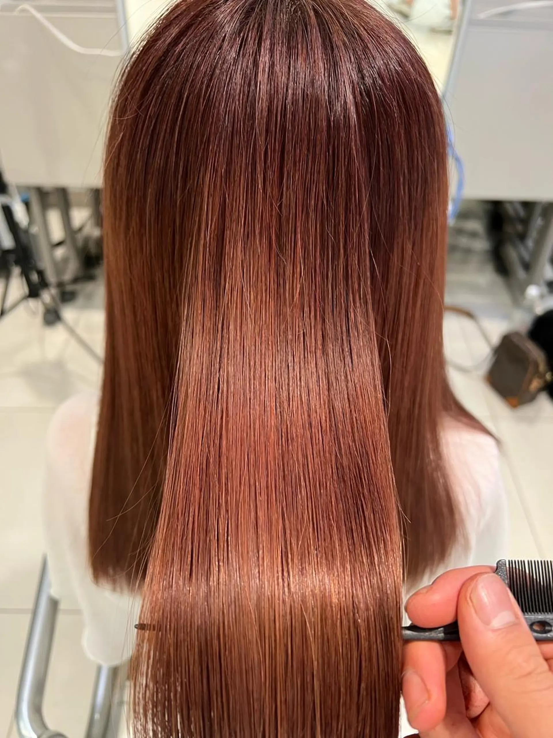 セミロング パーマ 酸性ストレート ストレートパーマ 堀江 /木下椋麻のヘアスタイル