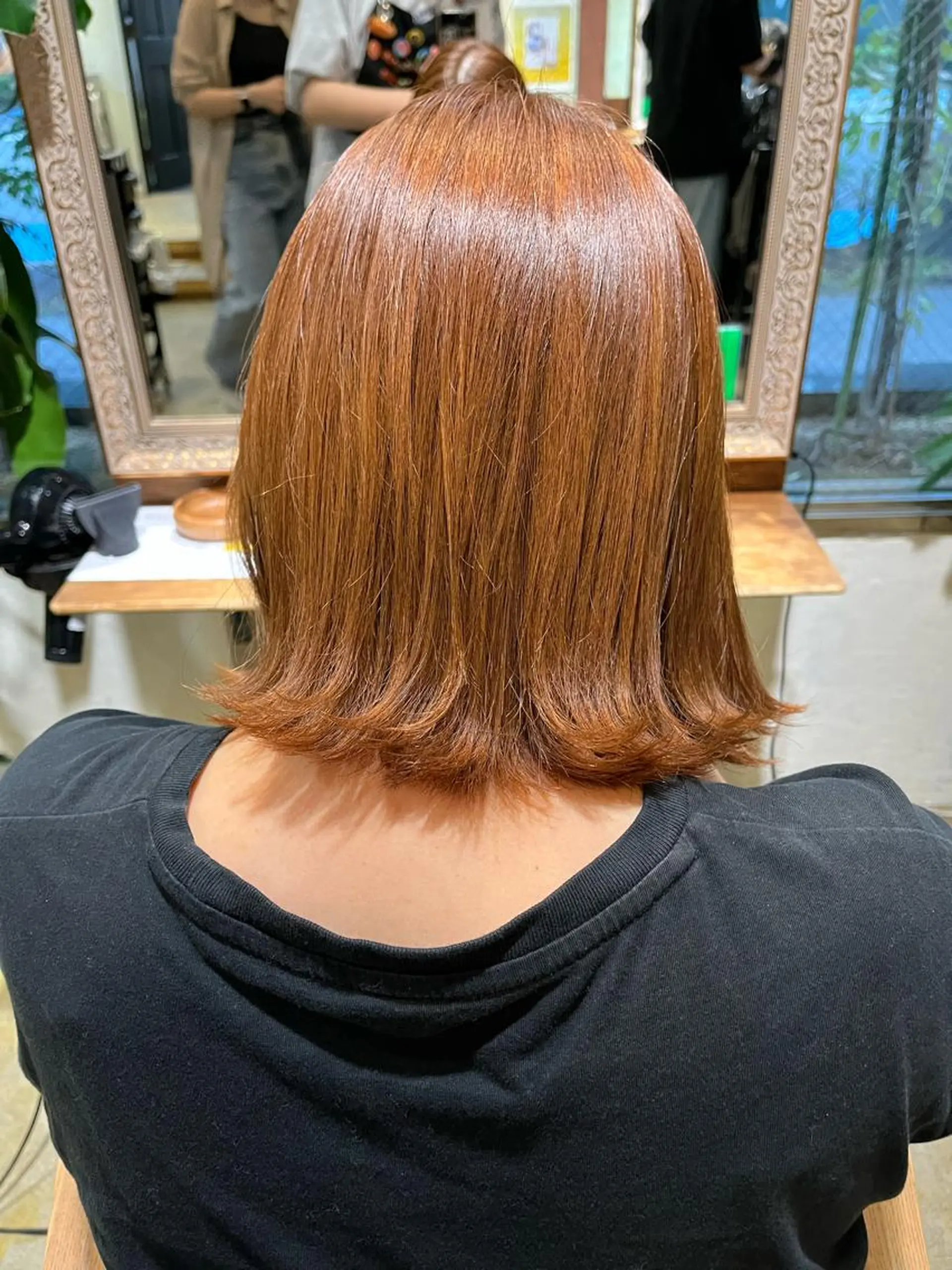 カラー ベージュカラー ブリーチ ブリーチなしカラー オレンジ オレンジベージュ ヘアカラー トリートメント えんぐちとも／透明感 カラー／博多ボブのヘアスタイル