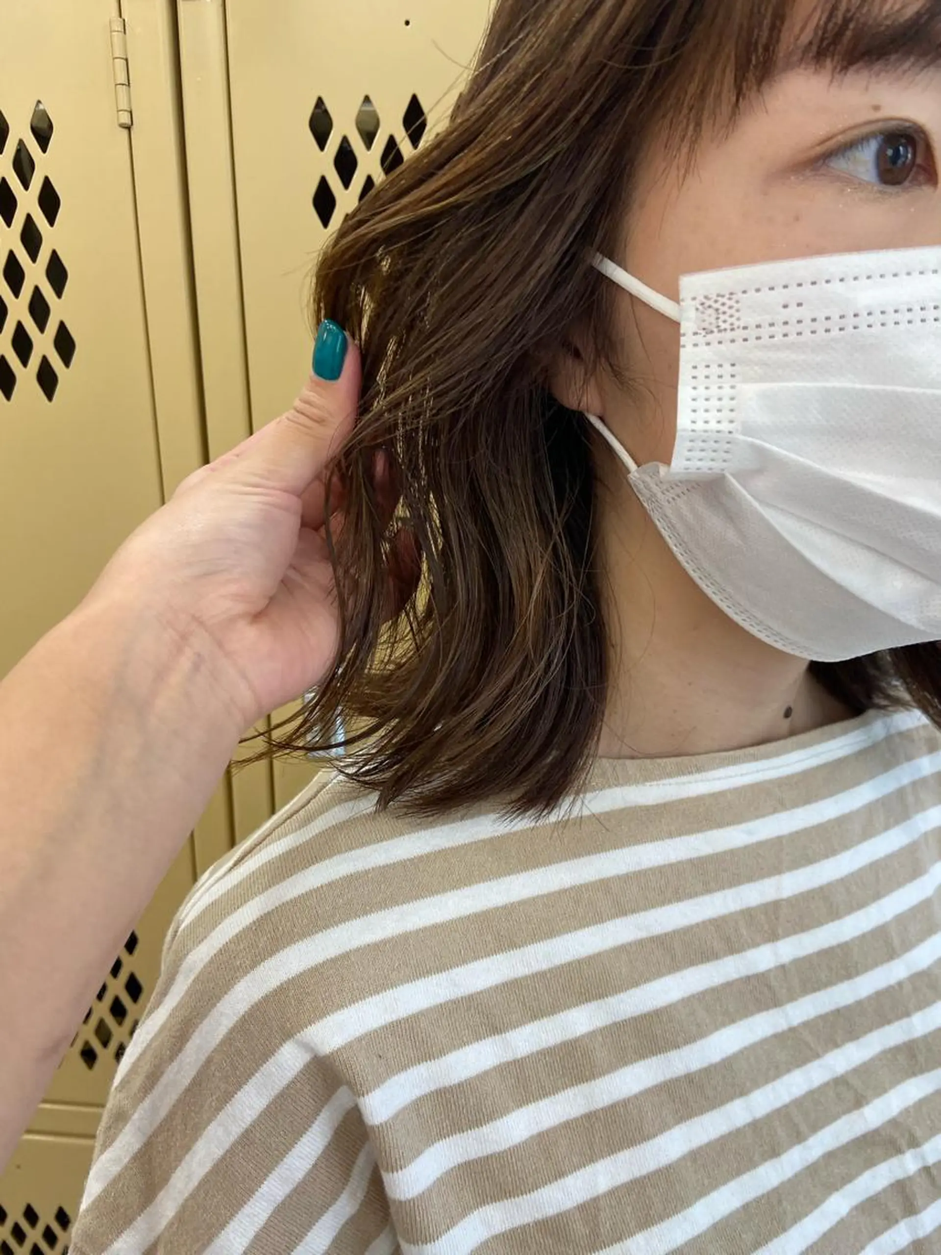 ミディアム カラー イヤリングカラー カット ヘアカラー トリートメント SUNC🍀大熊 花奈絵🍀のヘアスタイル