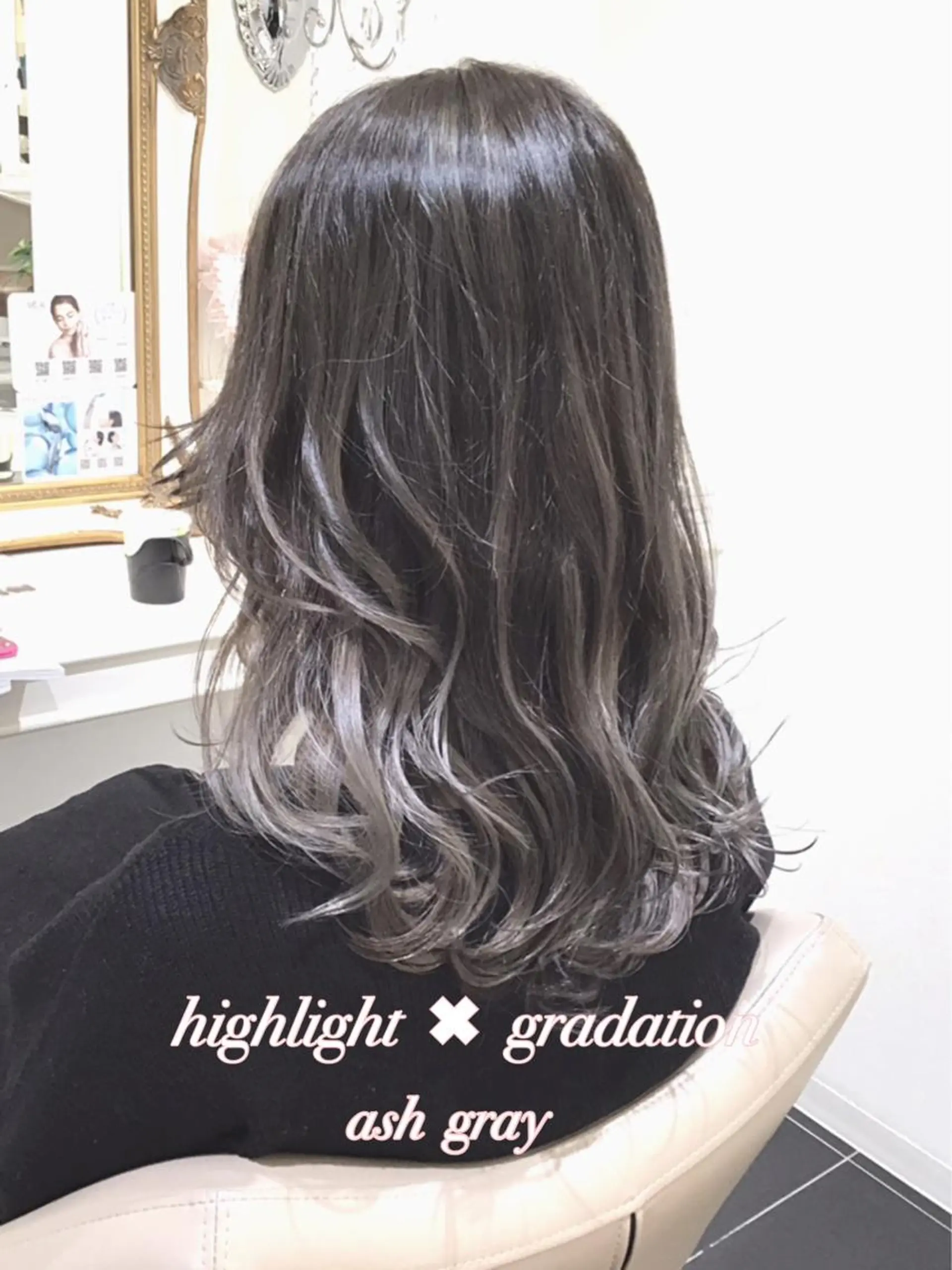 ミディアム カラー アッシュ アッシュグレー グラデーションカラー ハイライトカラー ハイライト 山崎俊輔/髪質改善 /バレイヤージュのヘアスタイル