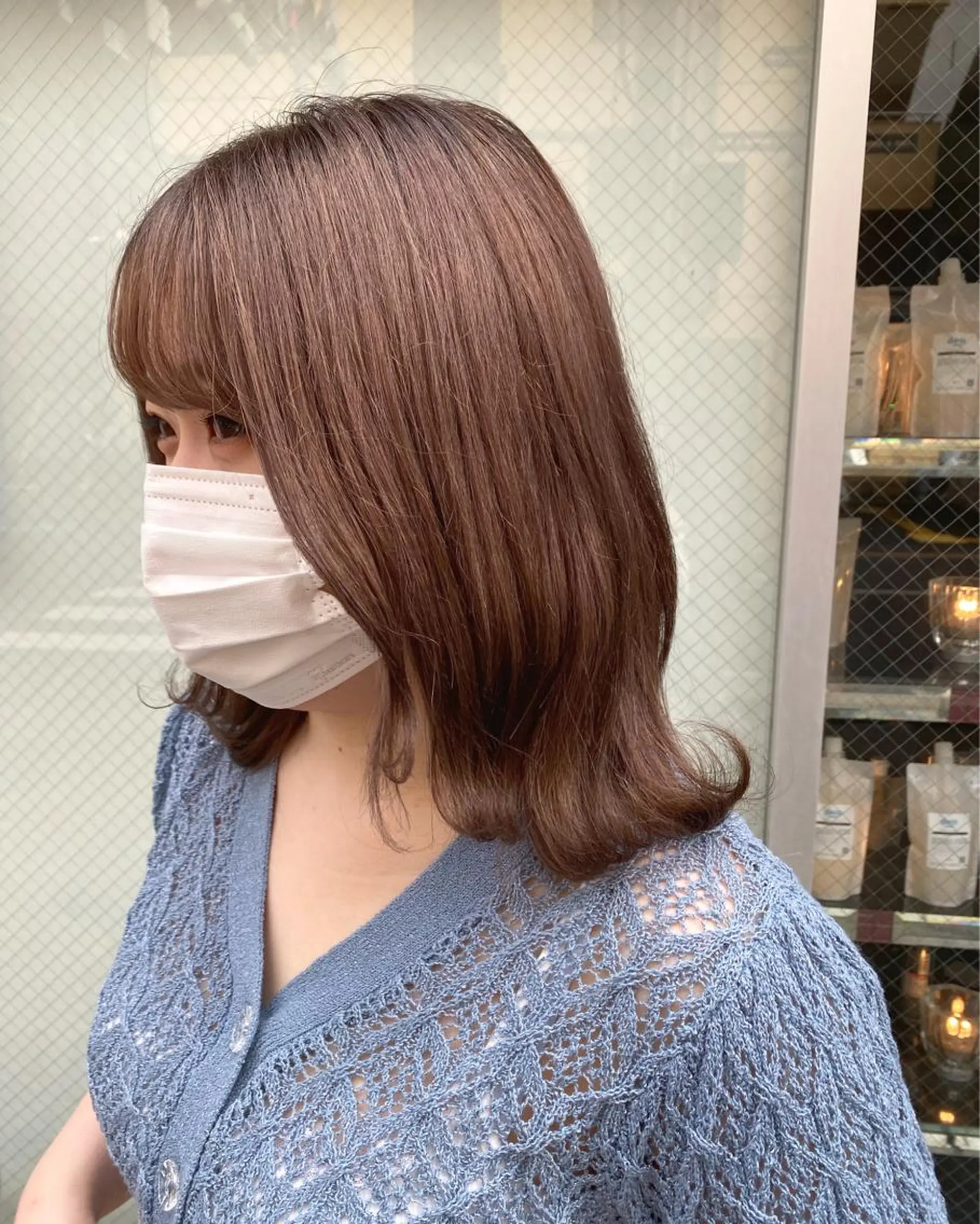 カラー ベージュカラー ブリーチ ピンクカラー ピンクベージュ 石野 友唯のヘアスタイル