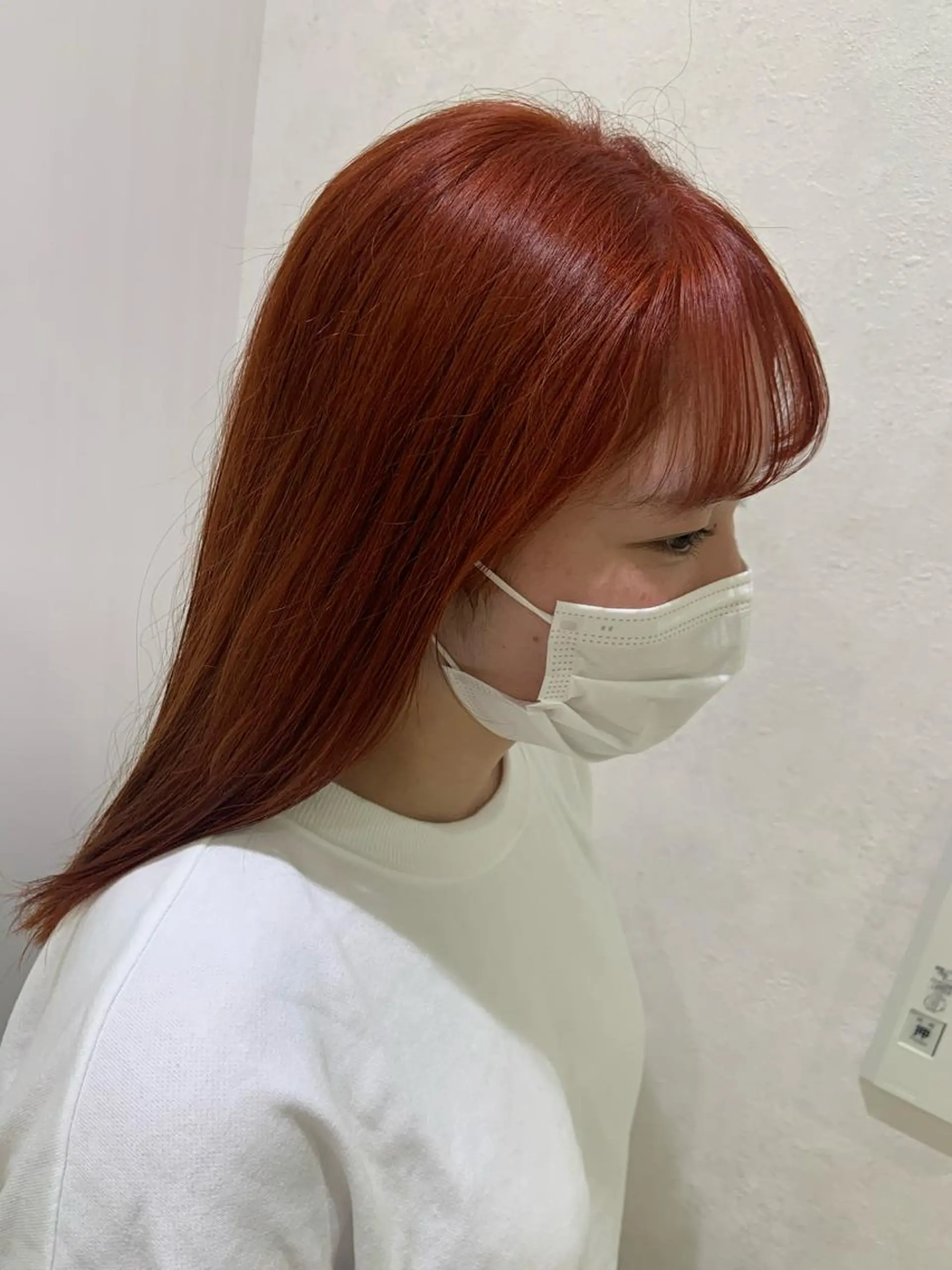 セミロング カラー パーマ ヘアアレンジ オレンジ ヘアカラー トリートメント ハイトーンカラー🤍 山下 優華のヘアスタイル