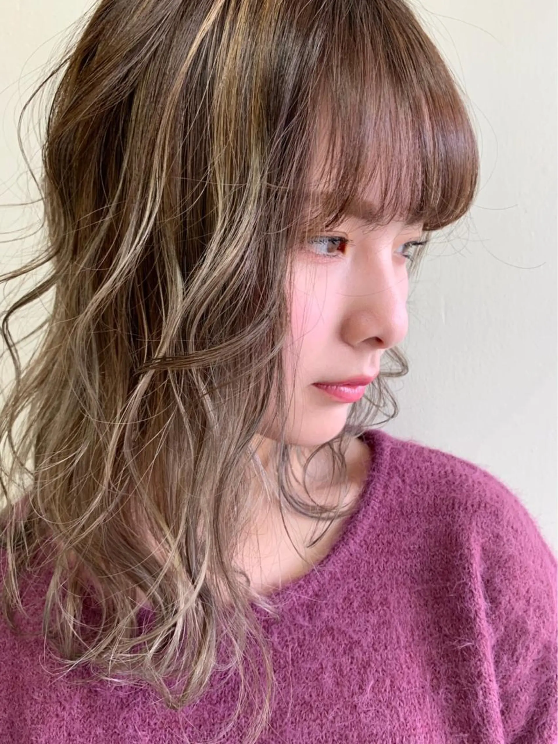 ミディアム カラー 髪質改善/マツパ 垢抜け透明カラー衣笠のヘアスタイル