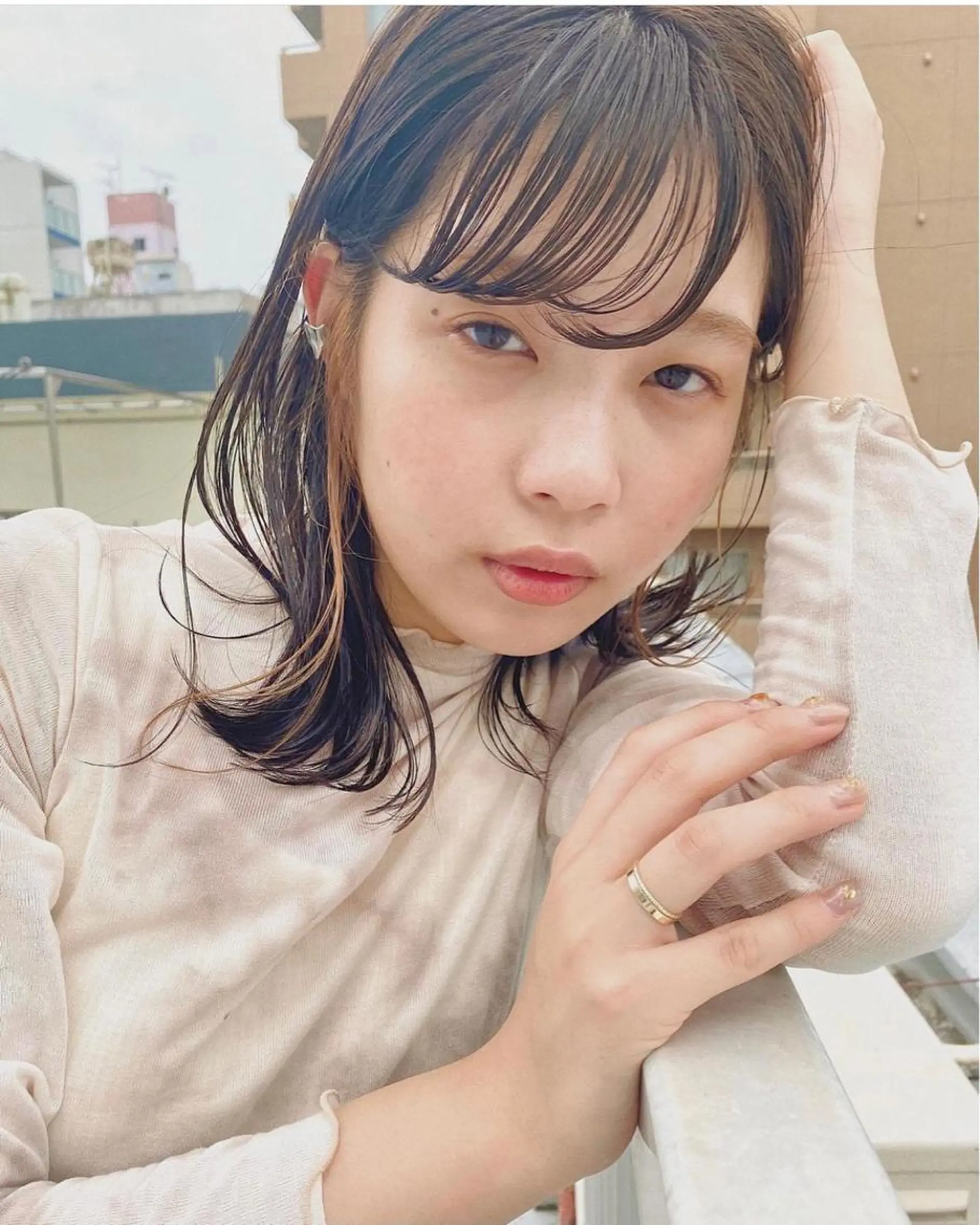 ミディアム クロスパーマ× 透明感カラー✂︎のヘアスタイル