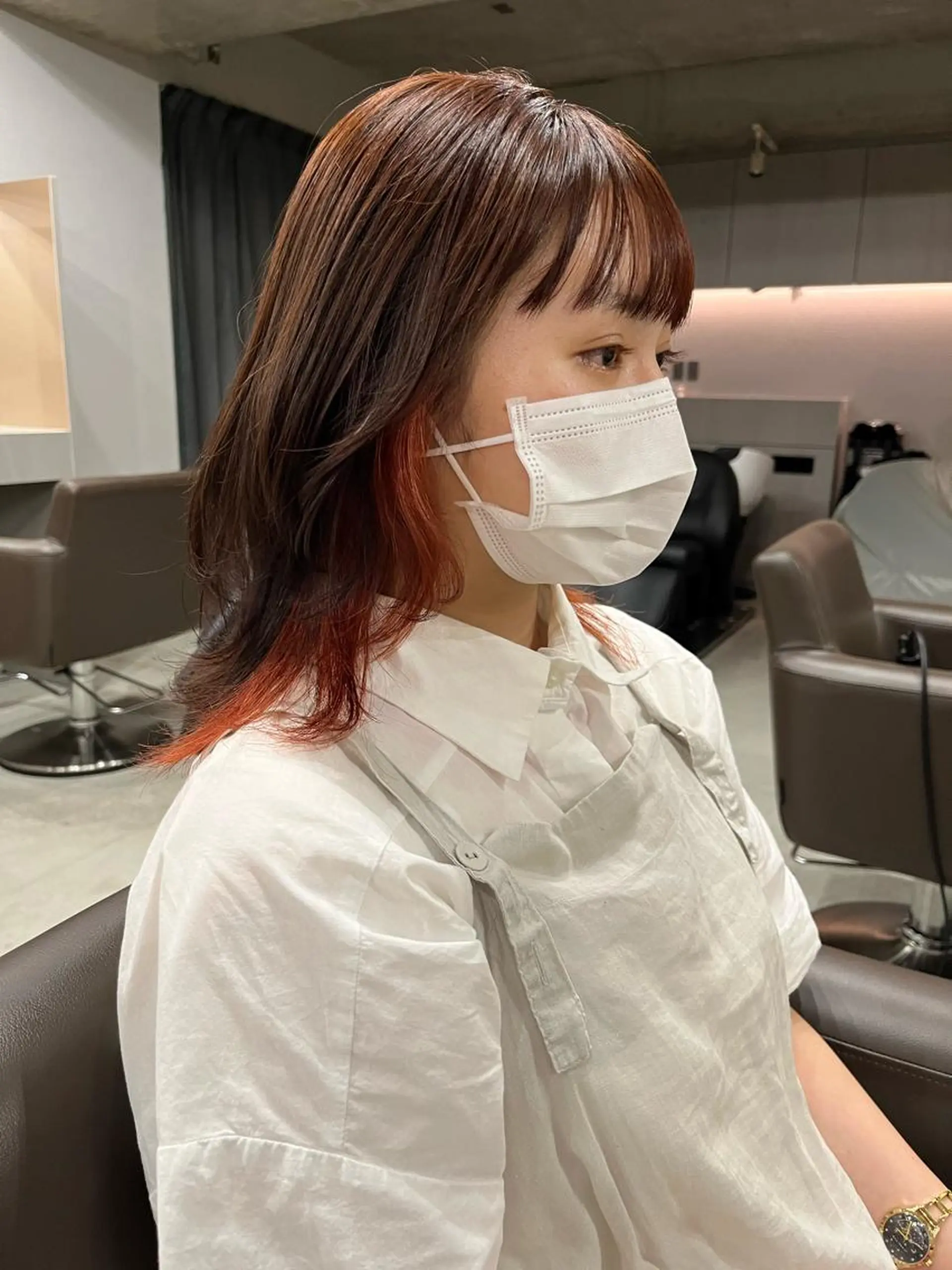 ミディアム ヘアカラー ロングパーマ木村 ボブパーマのヘアスタイル