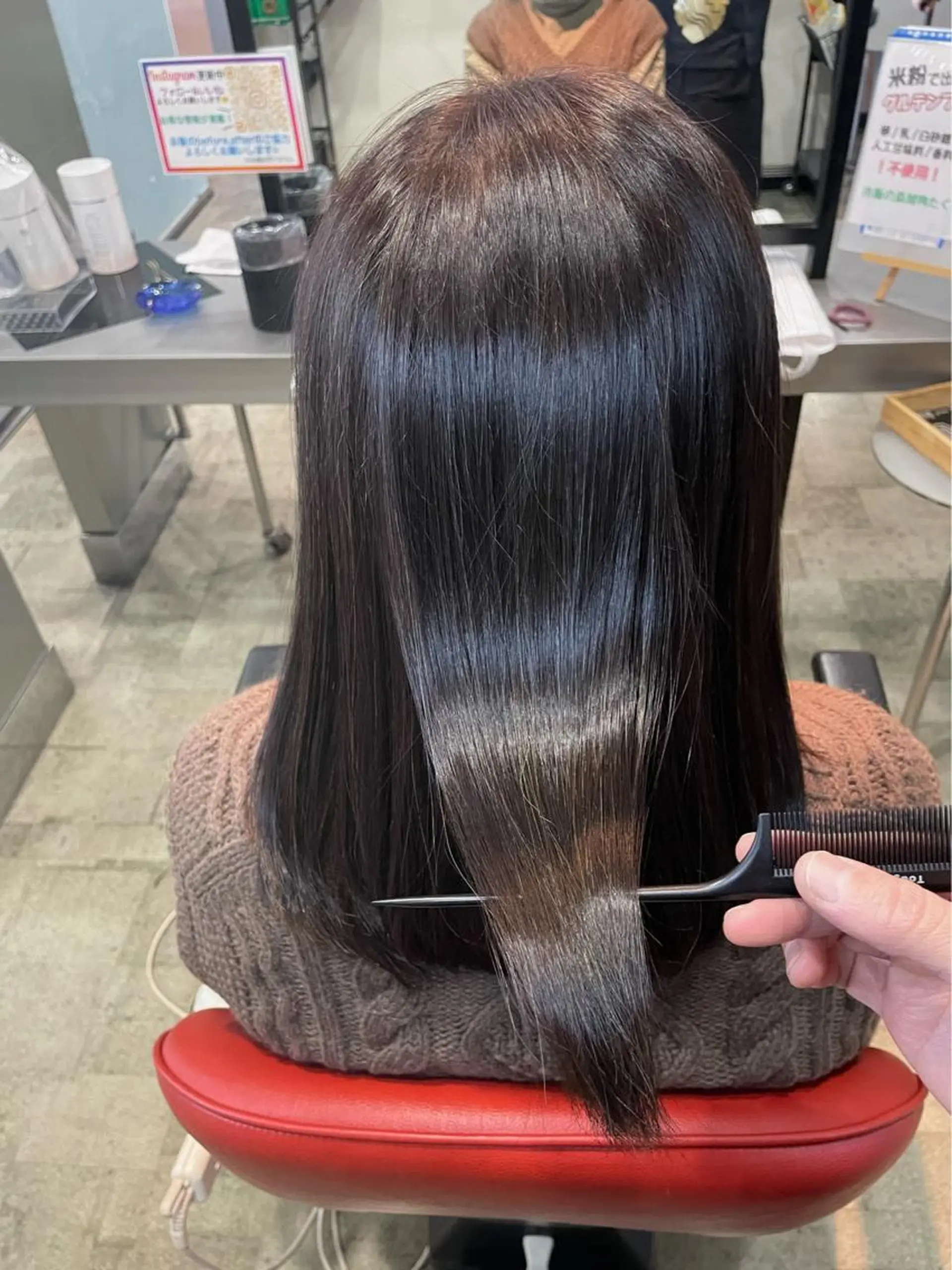 ミディアム 髪質改善 ひなの/艶髪/ 白髪染め/髪質改善のヘアスタイル