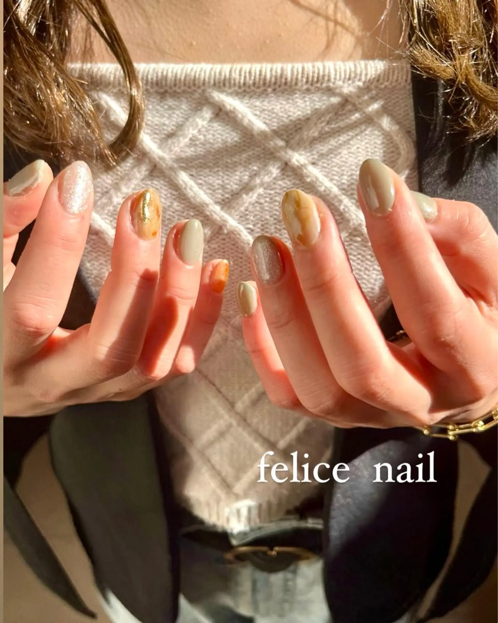 ネイル グリーン ニュアンスネイル felice nailのネイルデザイン