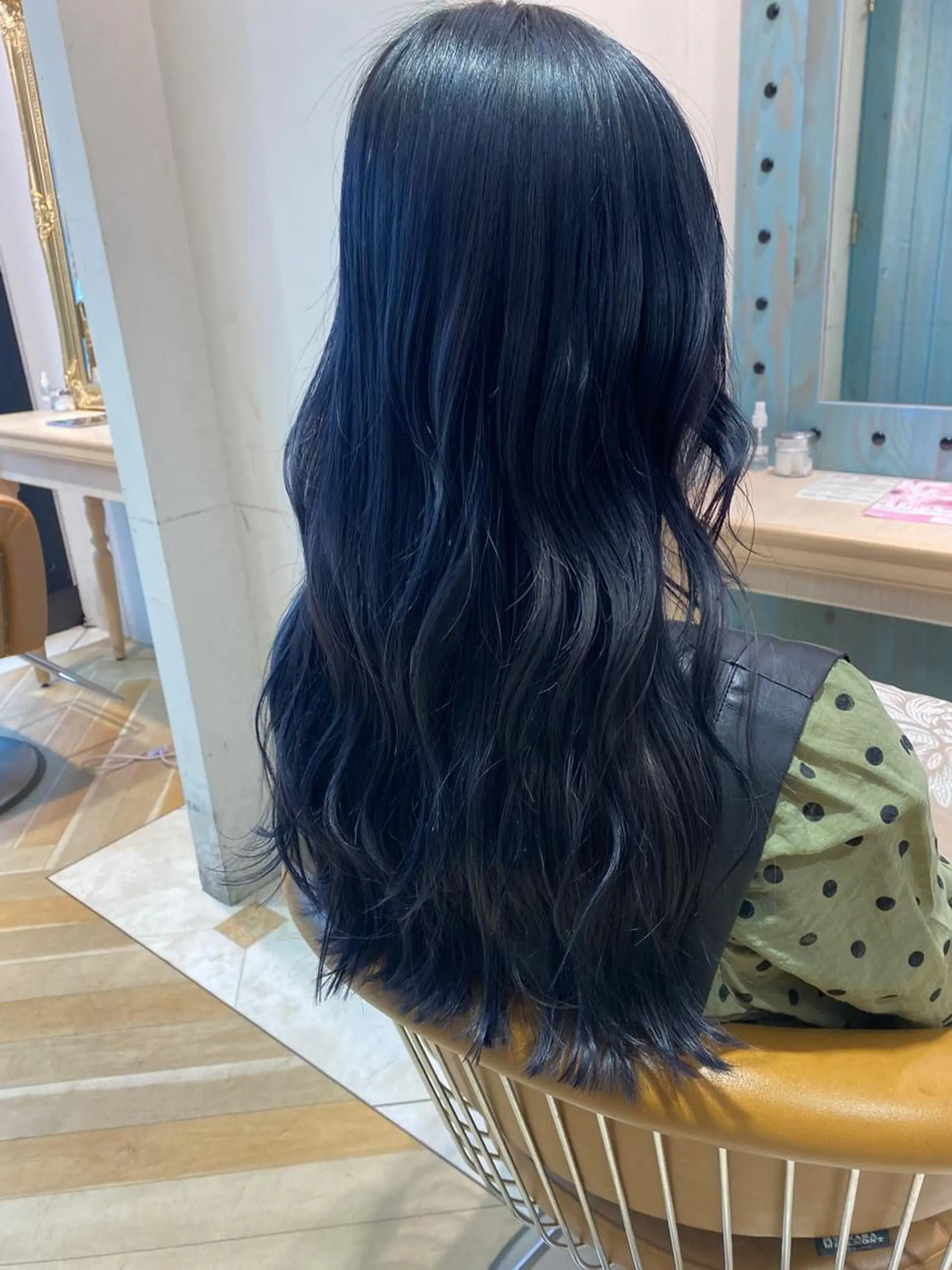 ロング カラー 黒髪 ブルーカラー ブルーブラック ブリーチなし/暖色/ 透明感/ririkaのヘアスタイル