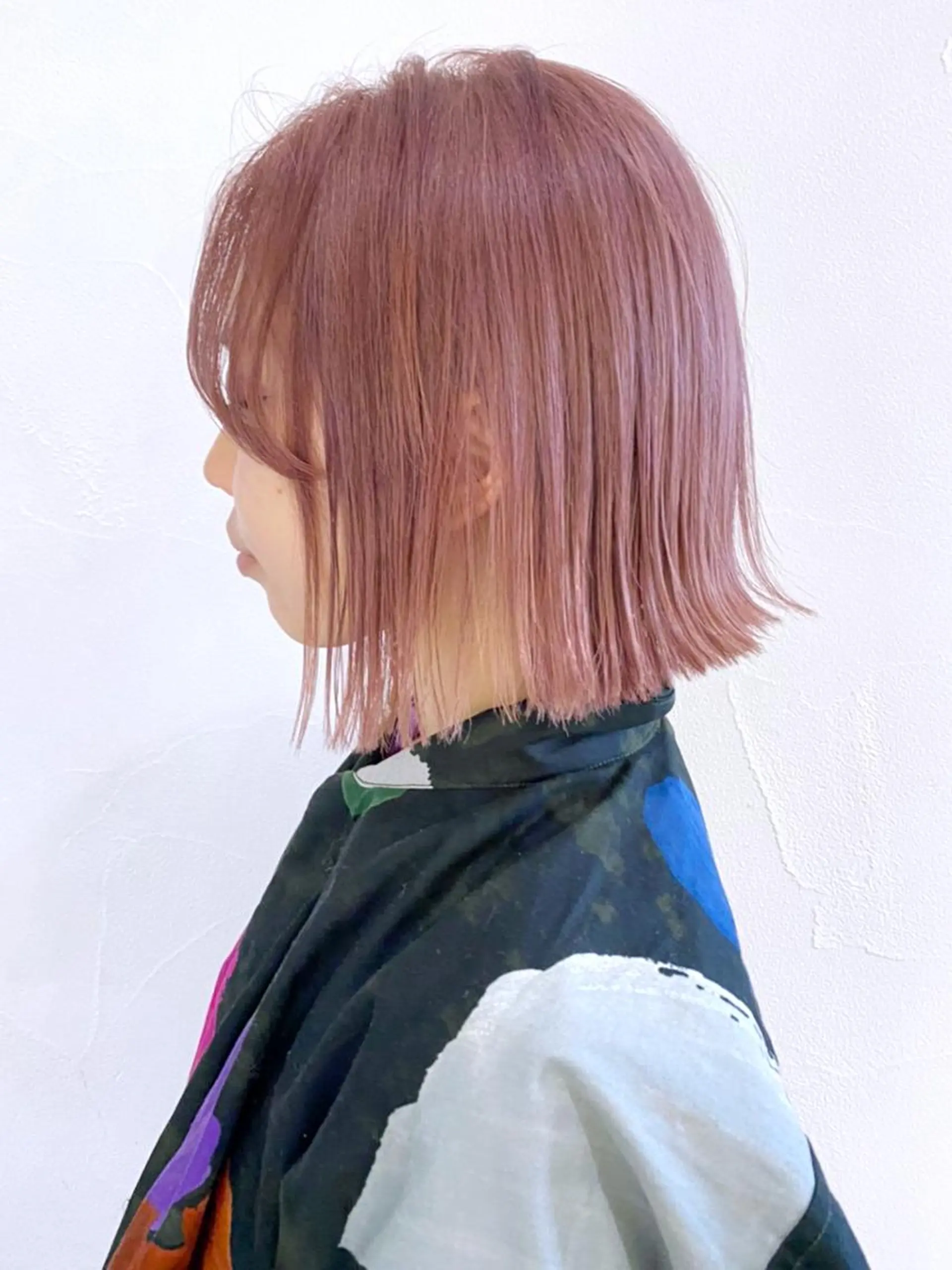 ミディアム カラー パーマ ヘアアレンジ ピンクカラー ボブ ITbyALBUM 八王子店のヘアスタイル