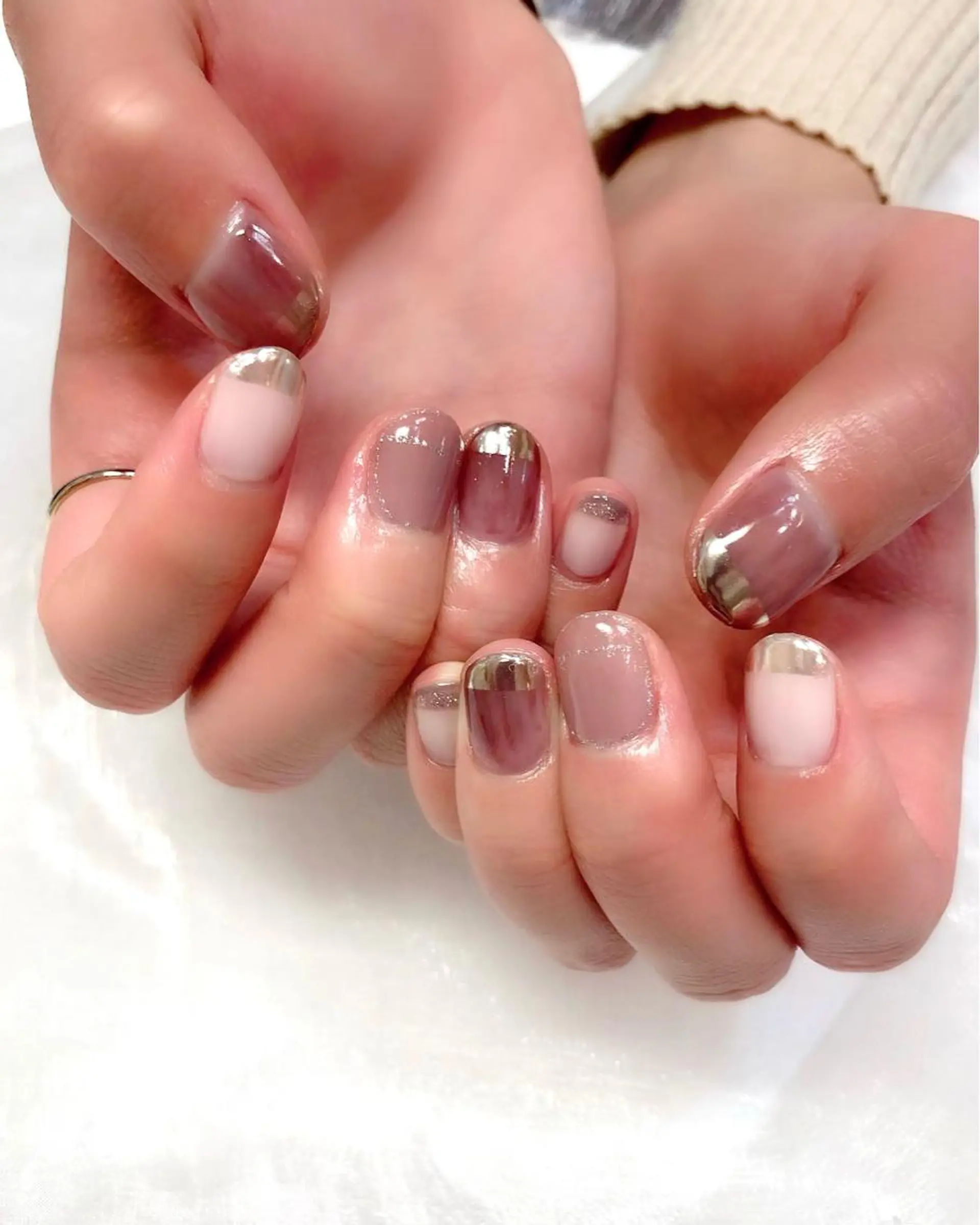 ネイル フレンチネイル ミラーネイル ニュアンスネイル 梅津 郁美のネイルデザイン