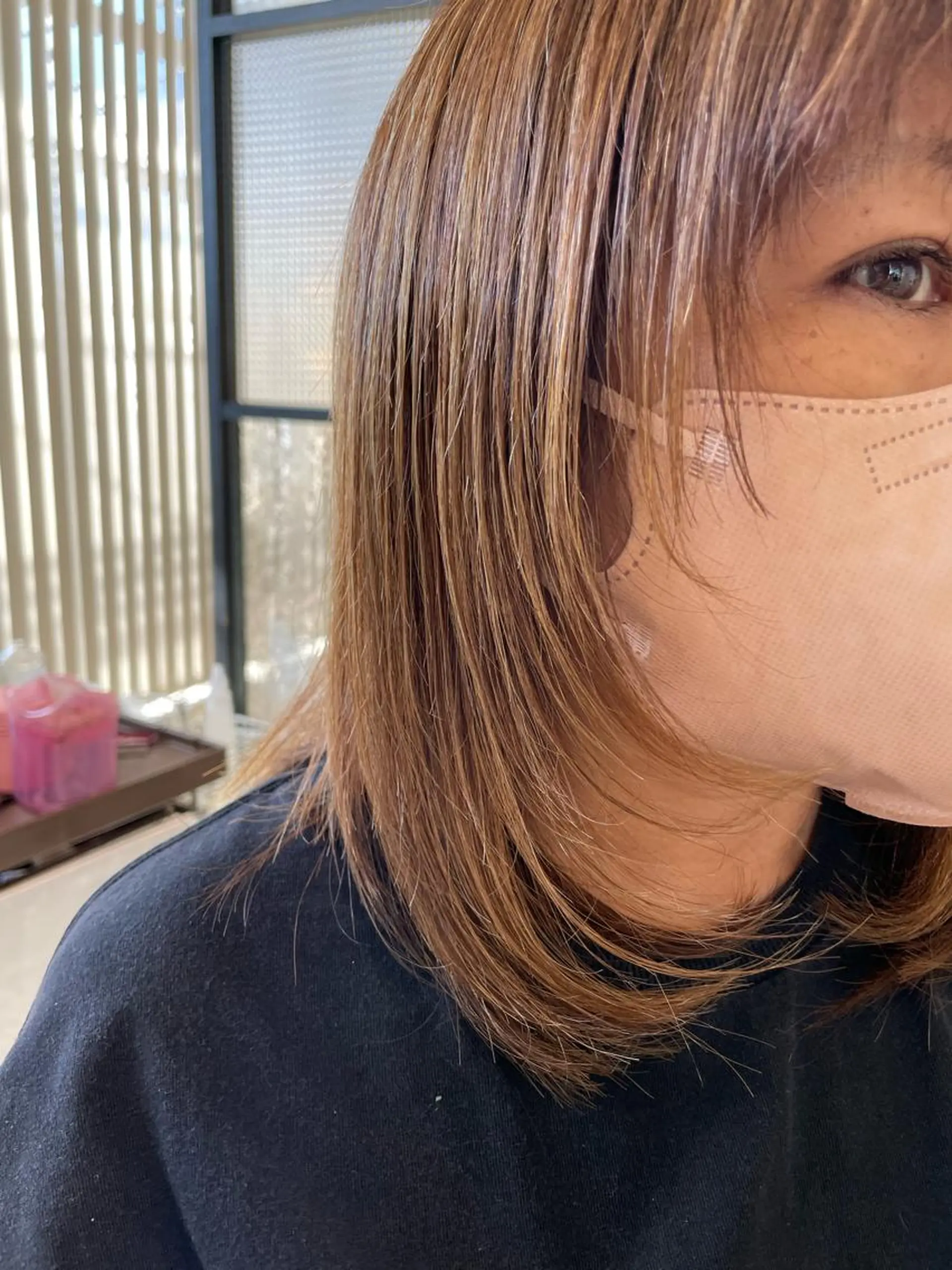 ミディアム 顔周りカット 小顔カット 透明感color吉田 沙羅のヘアスタイル