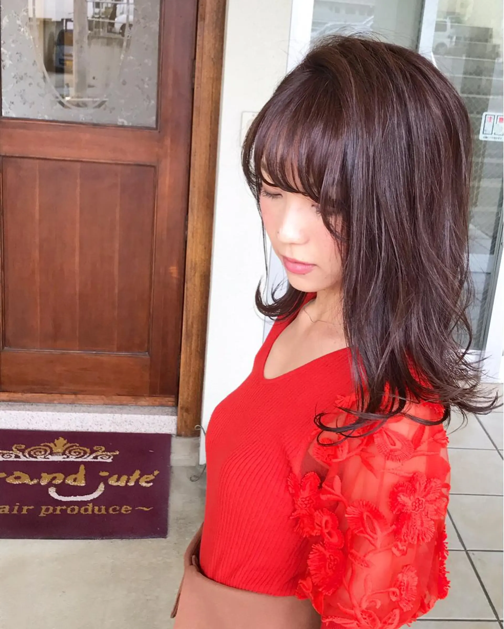 ミディアム カラー グレージュ ラベンダーカラー ラベンダーグレージュ ラベンダーグレー カット ヘアカラー grand juteのヘアスタイル