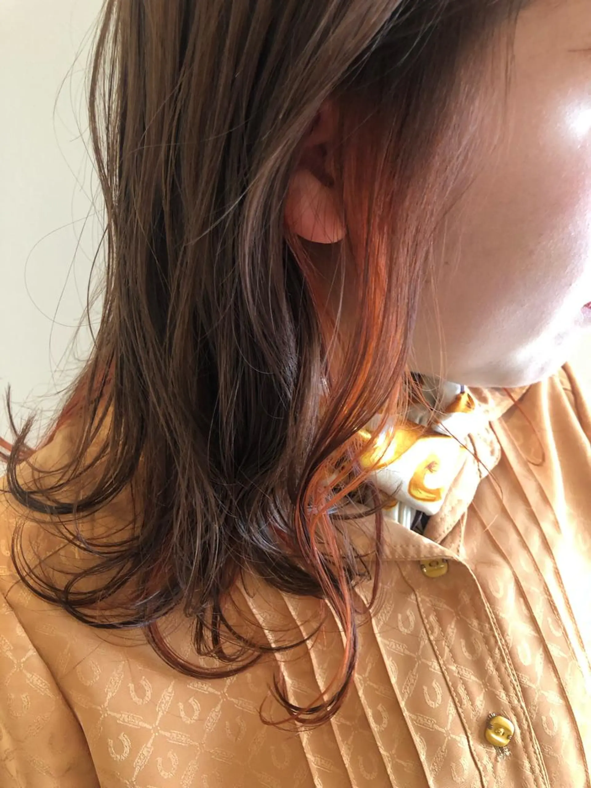 ロング カラー オレンジ 似合わせ.ﾍｱｾｯﾄ 得意🌹井上美沙のヘアスタイル