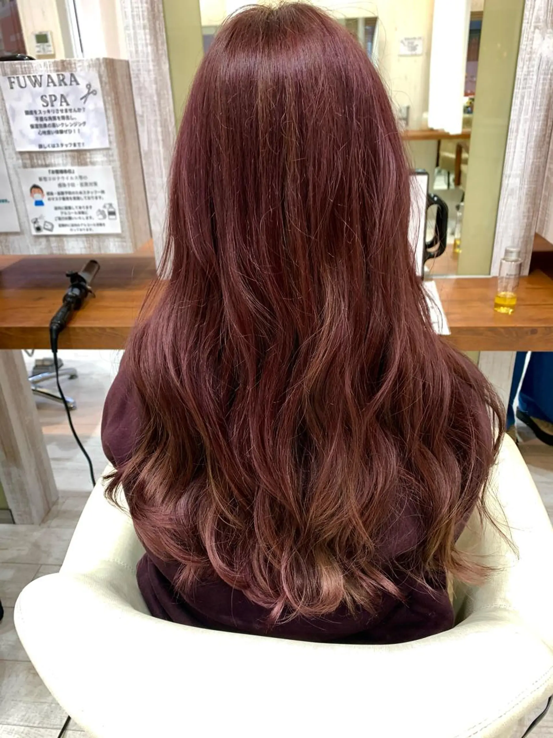 ロング カラー ボルドーカラー レッドカラー brace 立花のヘアスタイル