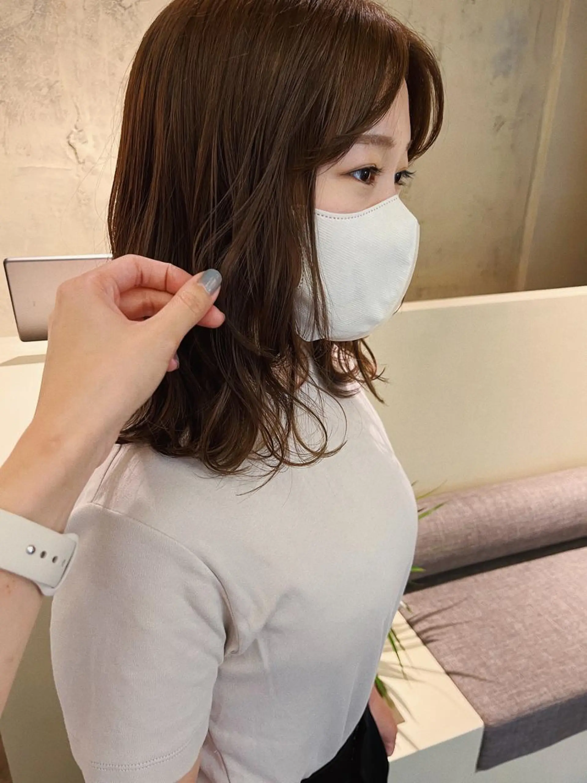 ミディアム カット 縮毛矯正 西山 紗耶香🪽 透明感カラー/ボブのヘアスタイル