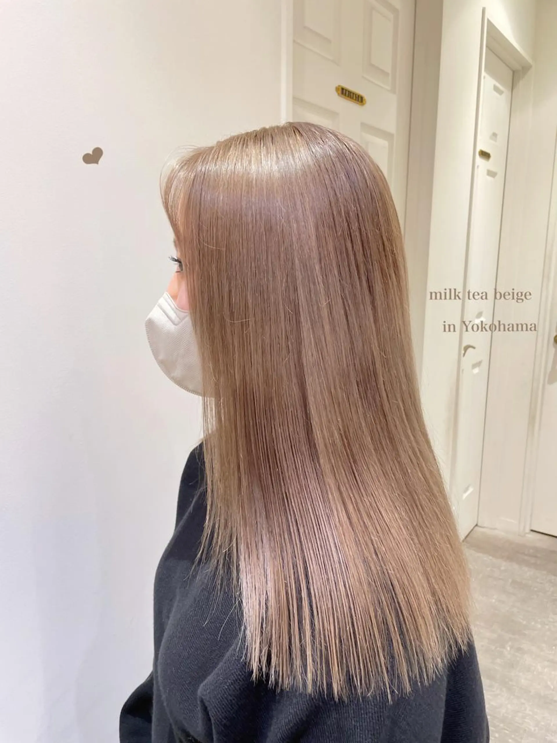 セミロング カラー ベージュカラー ブリーチ 透明感カラー ミルクティーベージュ ヘアカラー エクステ/ハイトーン 🐏☁️miminaのヘアスタイル