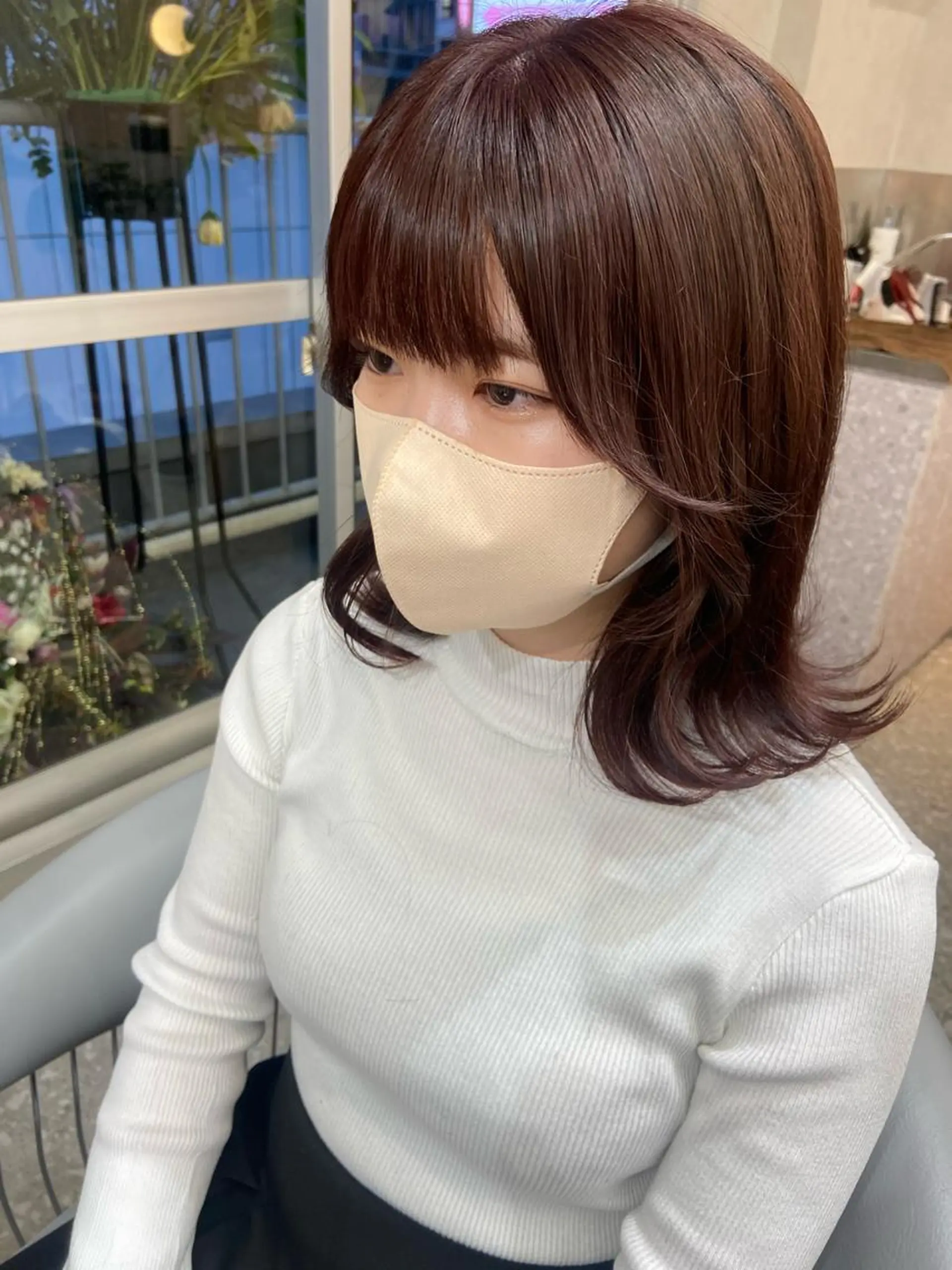 ミディアム カラー ブラウンカラー ピンクカラー ピンクブラウン 韓国風ヘア カット ヘアカラー トリートメント 新宿/韓国ヘア 中明度カラー/かやのヘアスタイル