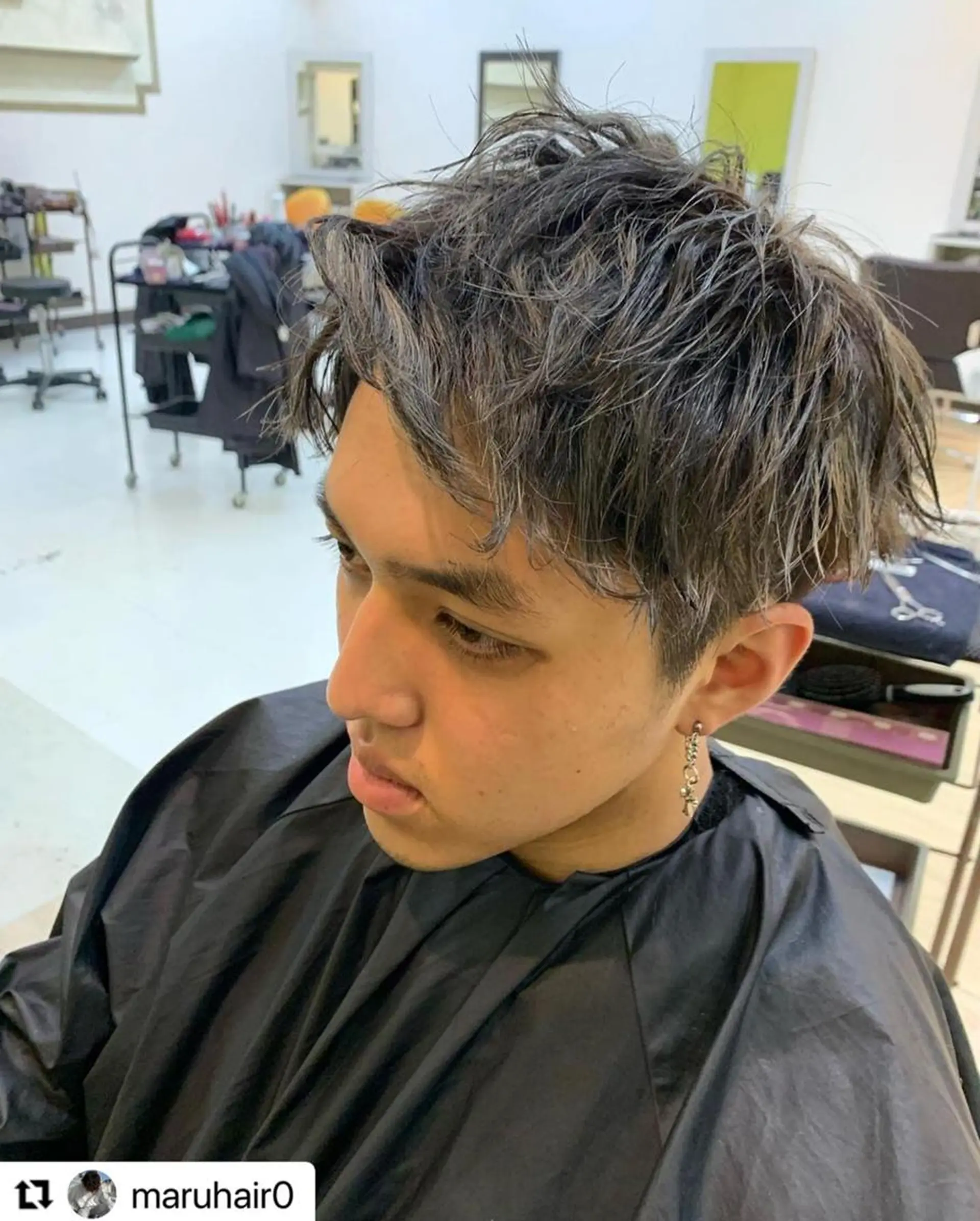 ミディアム カラー メンズ ミディアムパーマ メンズバレイヤージュ メンズブリーチ メンズハイライト メンズハイトーン 🩷Eny terrace🩷のヘアスタイル