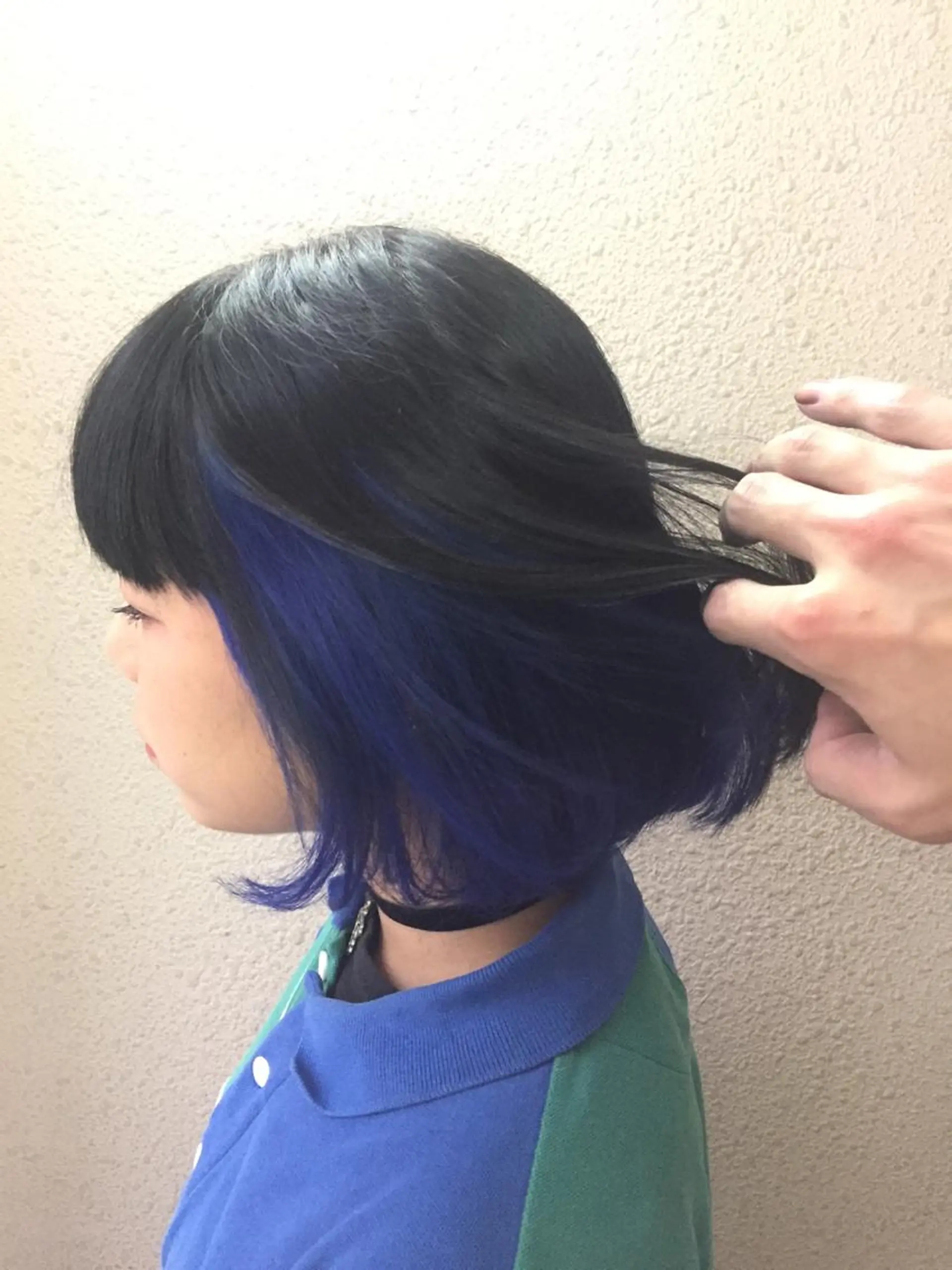 ミディアム カラー パーマ ヘアアレンジ メンズ キッズ ネイル マツエク・マツパ メンズインナーカラー ブルーカラー インナーカラー ブルー 新宿/髪質改善/ 美髪矯正✨浅江通友のヘアスタイル
