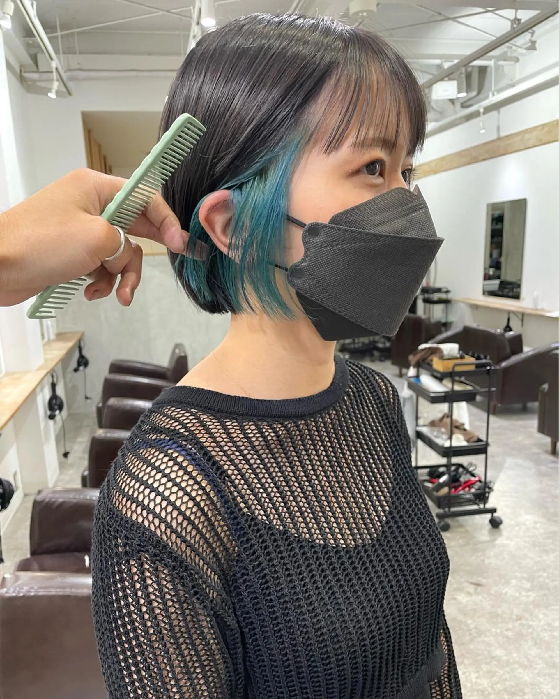 ショート カラー ブルーカラー インナーカラー カット ヘアカラー トリートメント パーマ/透明感カラー /ボブ/吉田一生のヘアスタイル