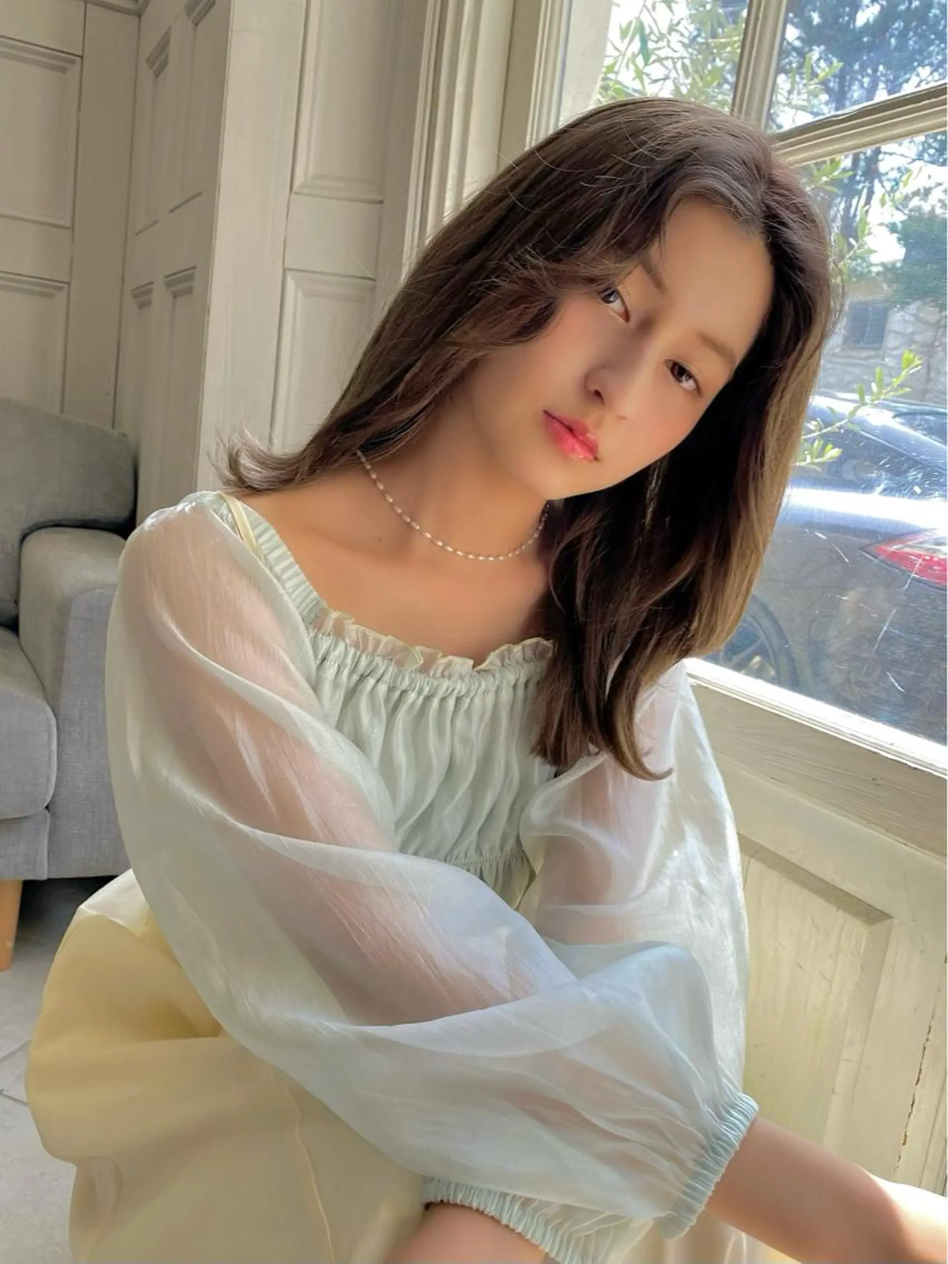 セミロング くびれヘア 韓国風ヘア くびれレイヤー レイヤーカット ♥️ボブ韓国風ヘア ♥️久保田夢美のヘアスタイル