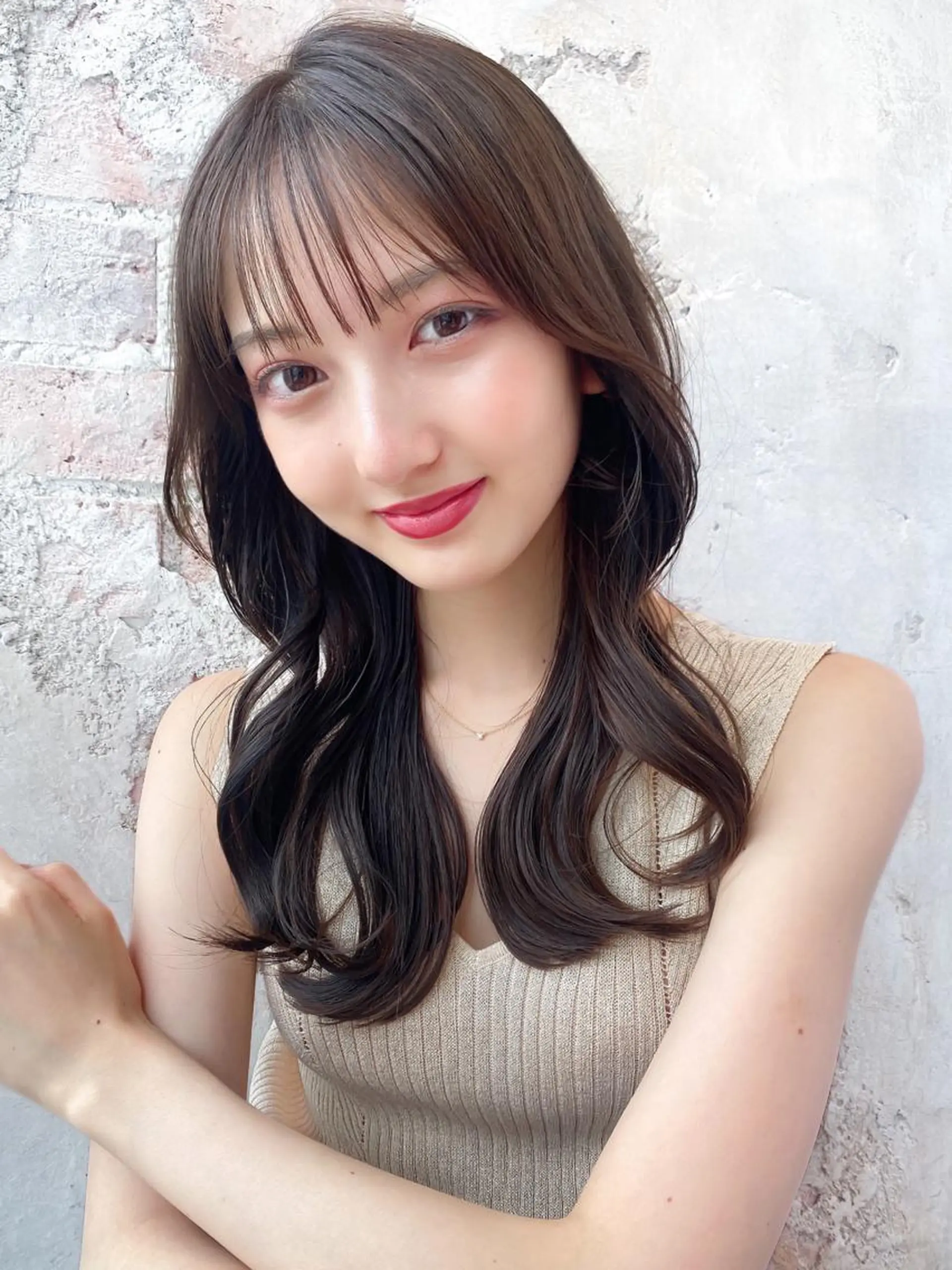 セミロング カラー ベージュカラー ブラウンカラー ブラウンベージュ くびれヘア 顔周りカット カット ヘアカラー トリートメント 顔周り/くびれヘア 韓国ヘア💕風間るなのヘアスタイル