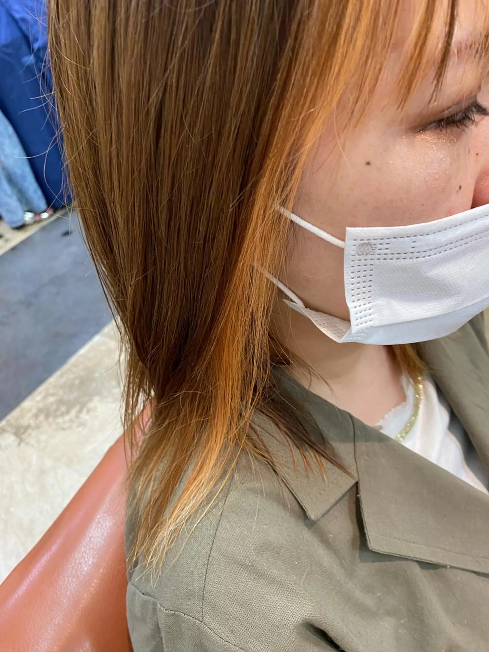 カラー イヤリングカラー オレンジ 金山/レイヤー カット/Hikariのヘアスタイル