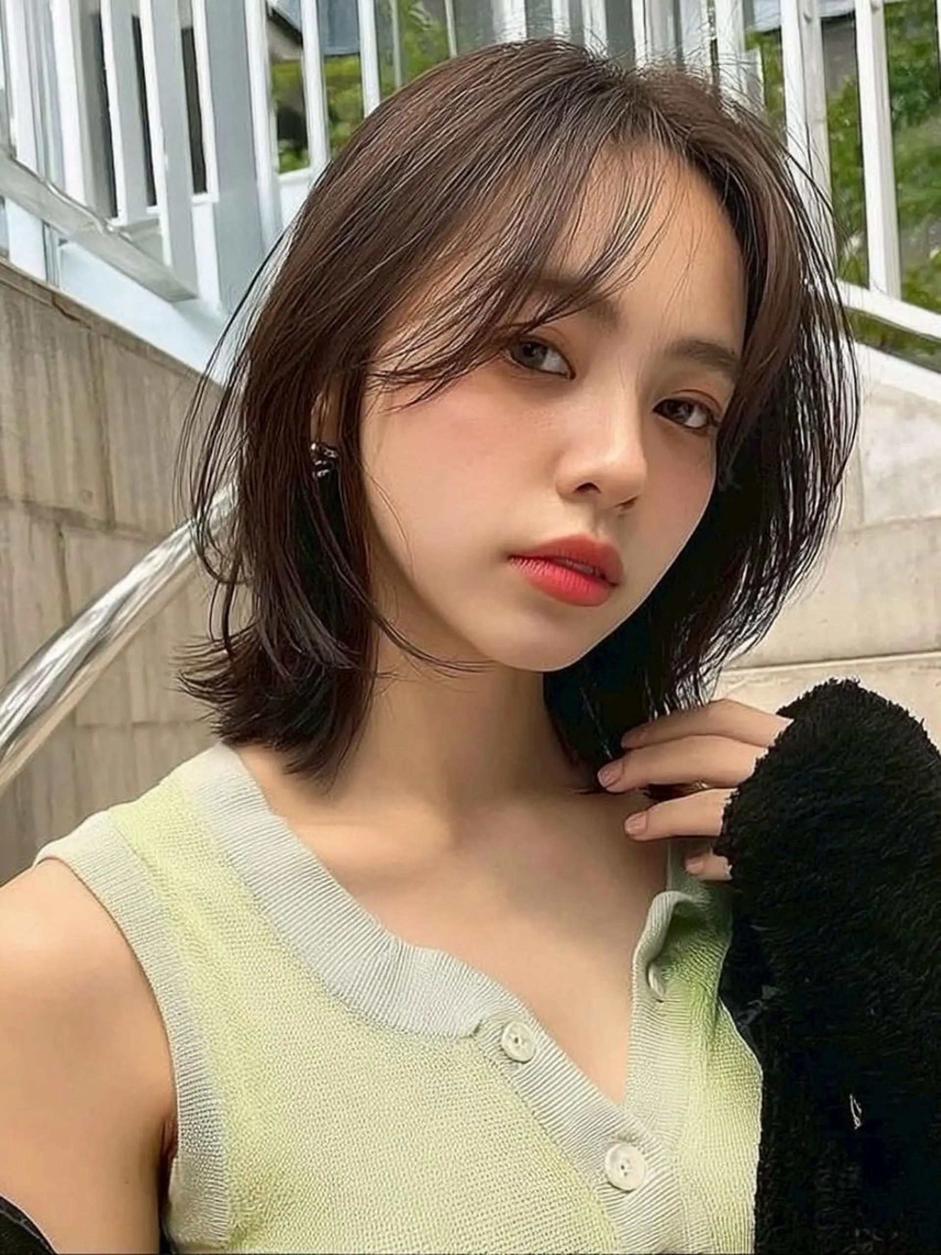 ミディアム 切りっぱなしボブ ショートボブ ボブ 髪質改善 縮毛矯正 カット ✨髪質改善 ✨/ミヤビのヘアスタイル