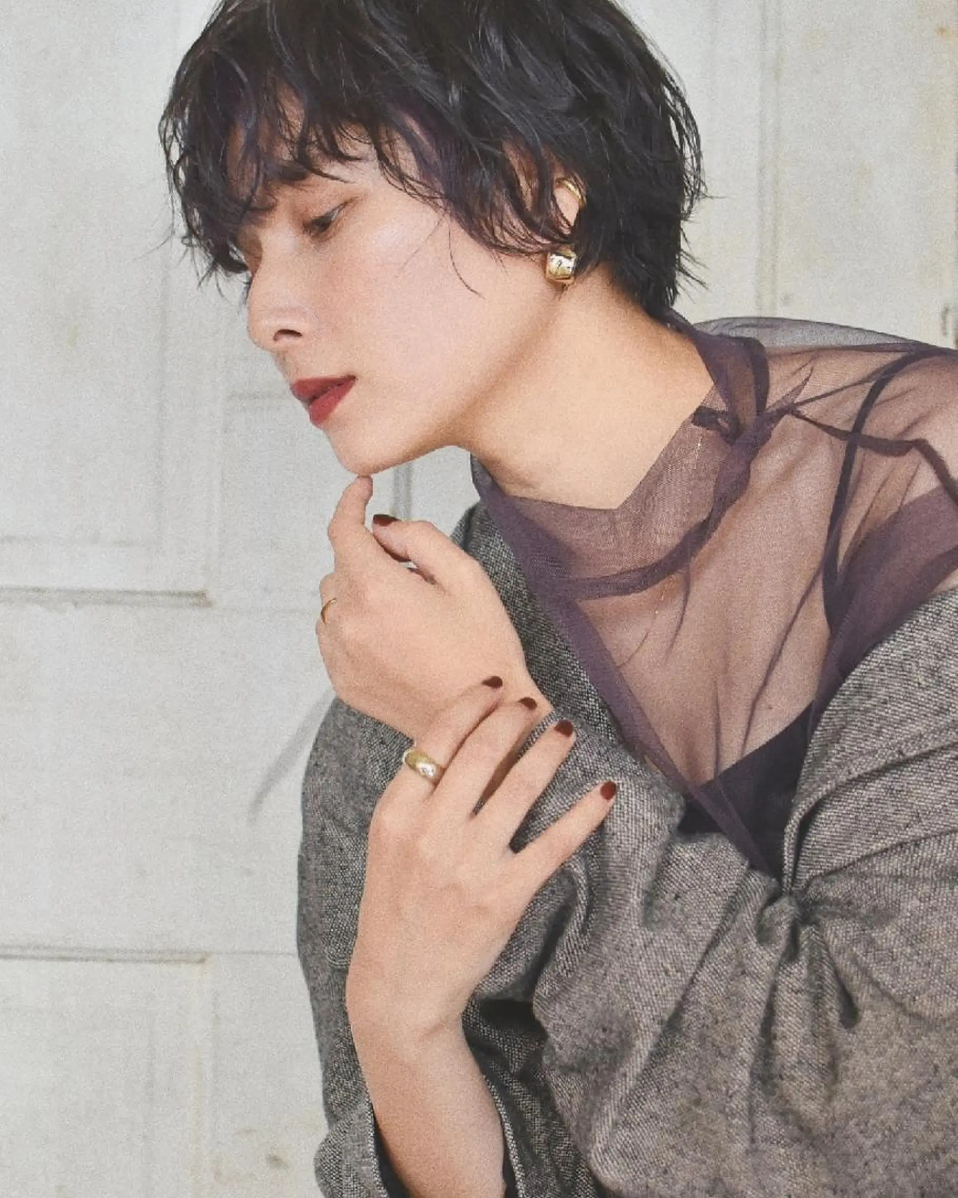 ショート パーマ カラー ヘアアレンジ 南堀江 möwen ( メーヴェ )所属・mowen RUIのヘアスタイル