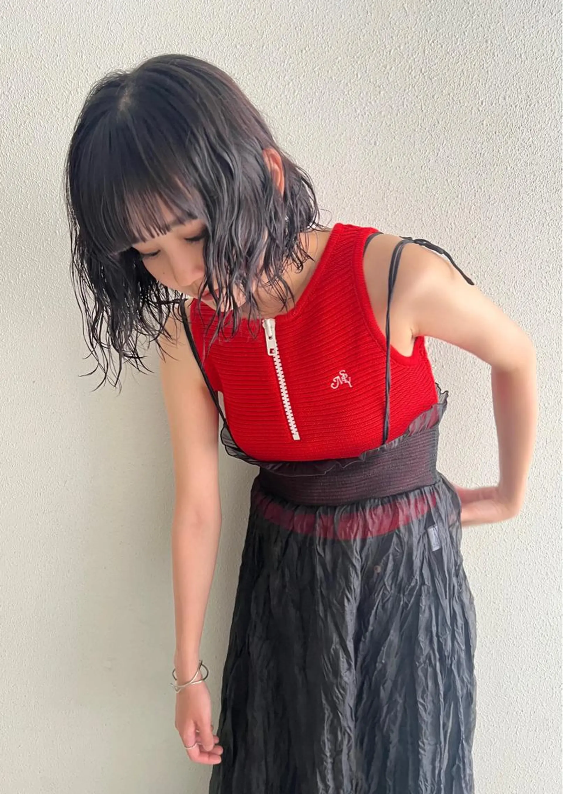 ロング カラー パーマ カット パーマ ツガミ リナのヘアスタイル