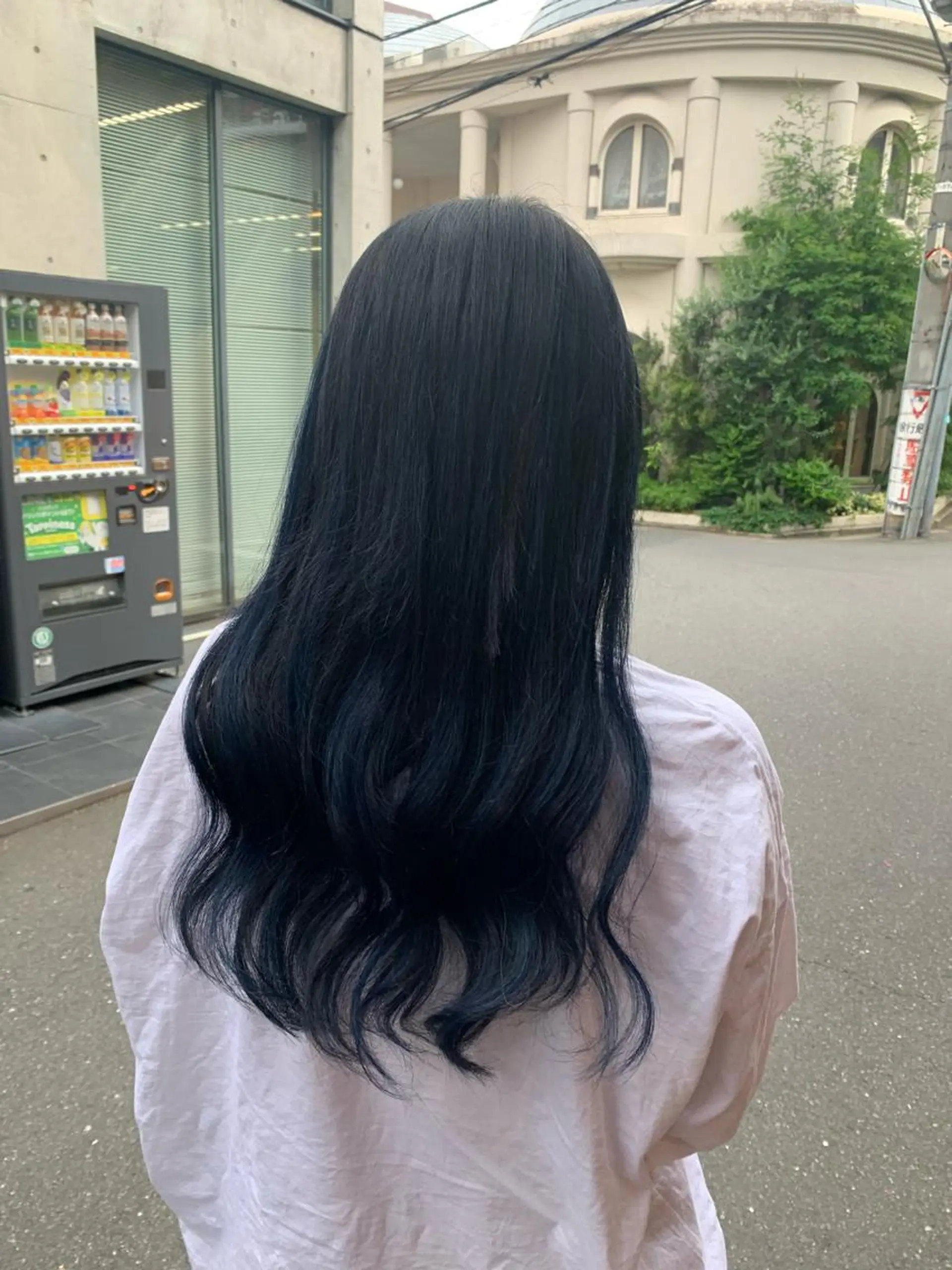 ロング カラー ネイビーカラー ヨシンモリ 韓国風ヘア ロング a-o横浜所属・色落ちまでキレイに！ ！女性サロンのヘアスタイル